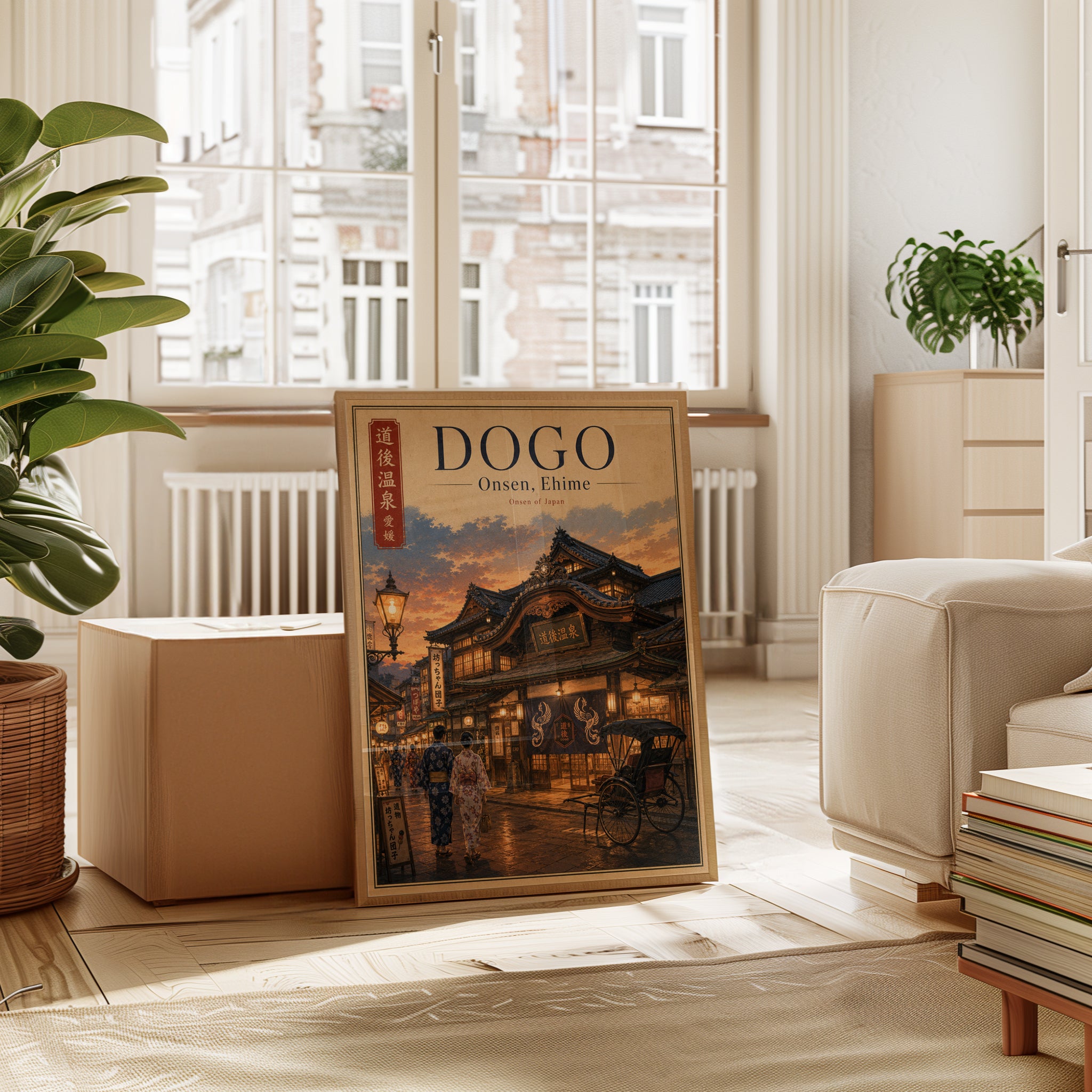 Dogo Onsen Print: Retro Japanese Hot Spring - interior