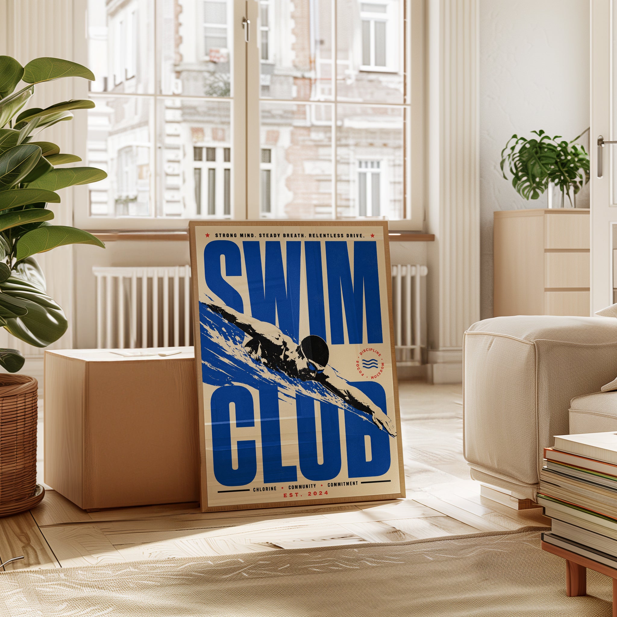 Swim Club Poster: Vintage Sports Typography Art Print - interior