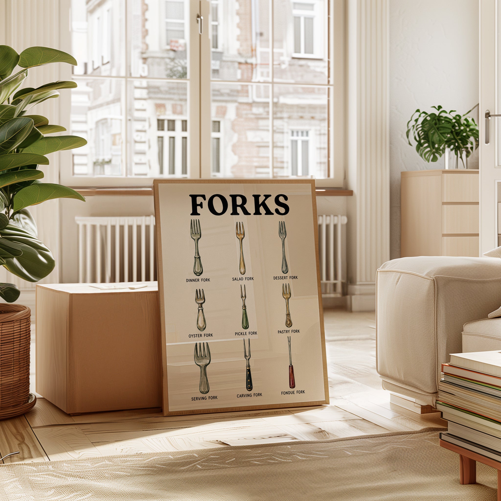 Fork Types Kitchen Print – Culinary Wall Art - interior