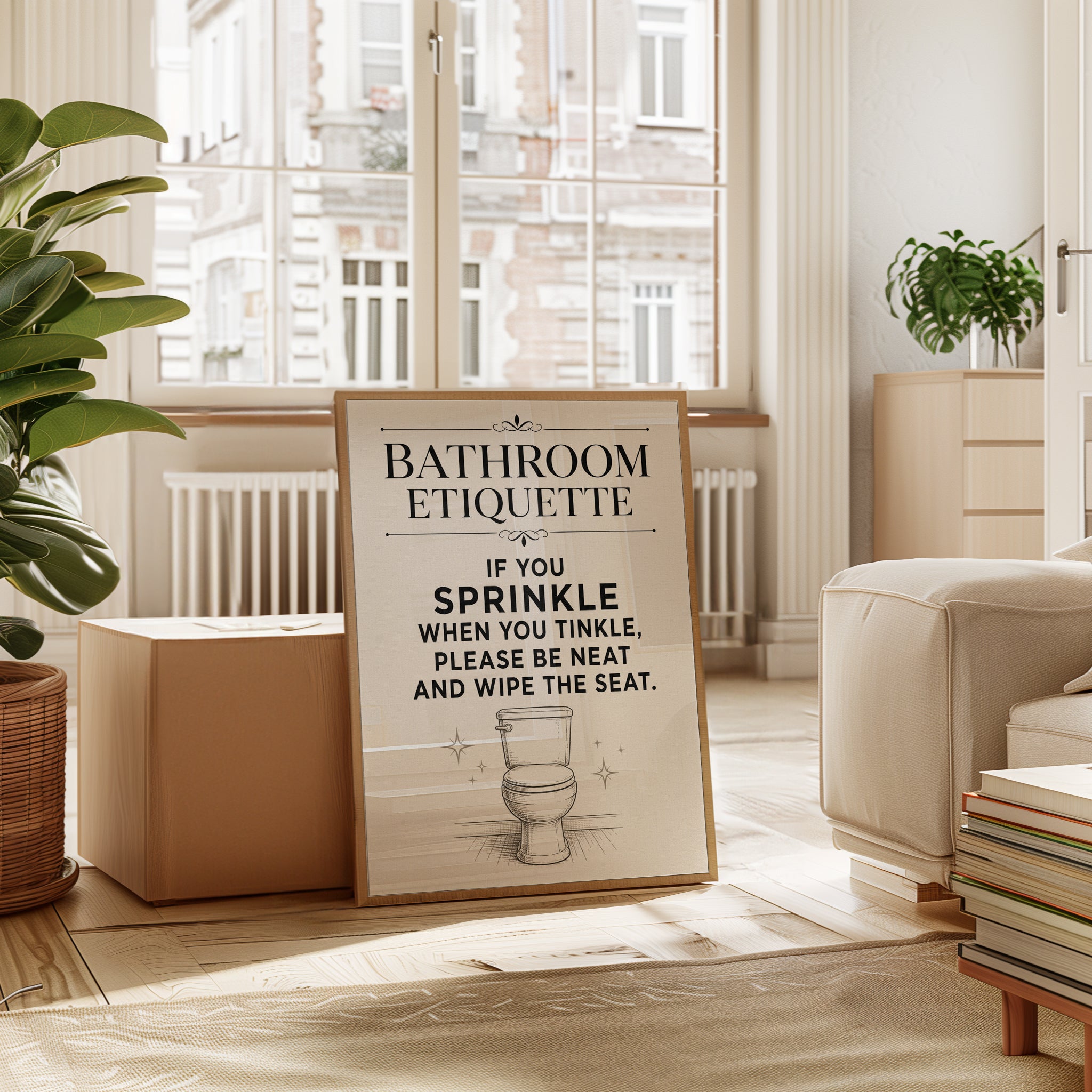 Funny Bathroom Etiquette Print - interior