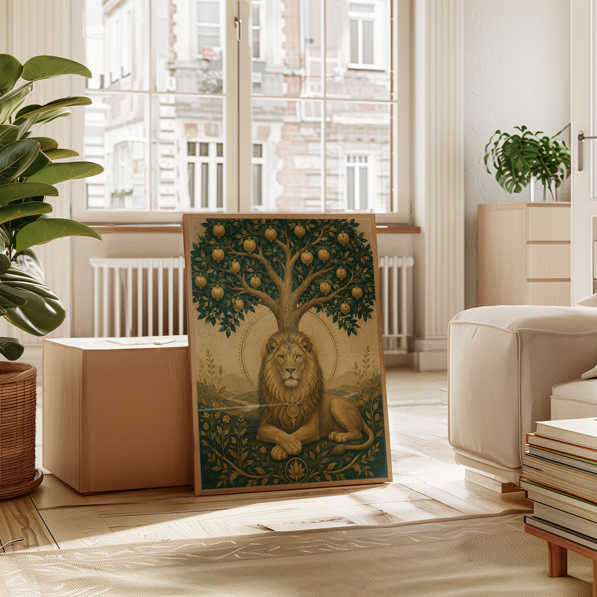 Medieval Lion Wall Art – Tree of Life Print - interior
