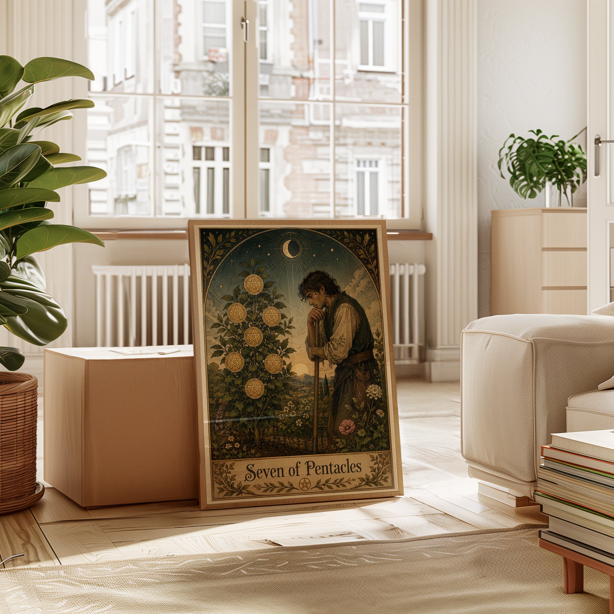 Tarot Card Wall Art – Seven of Pentacles Print - interior