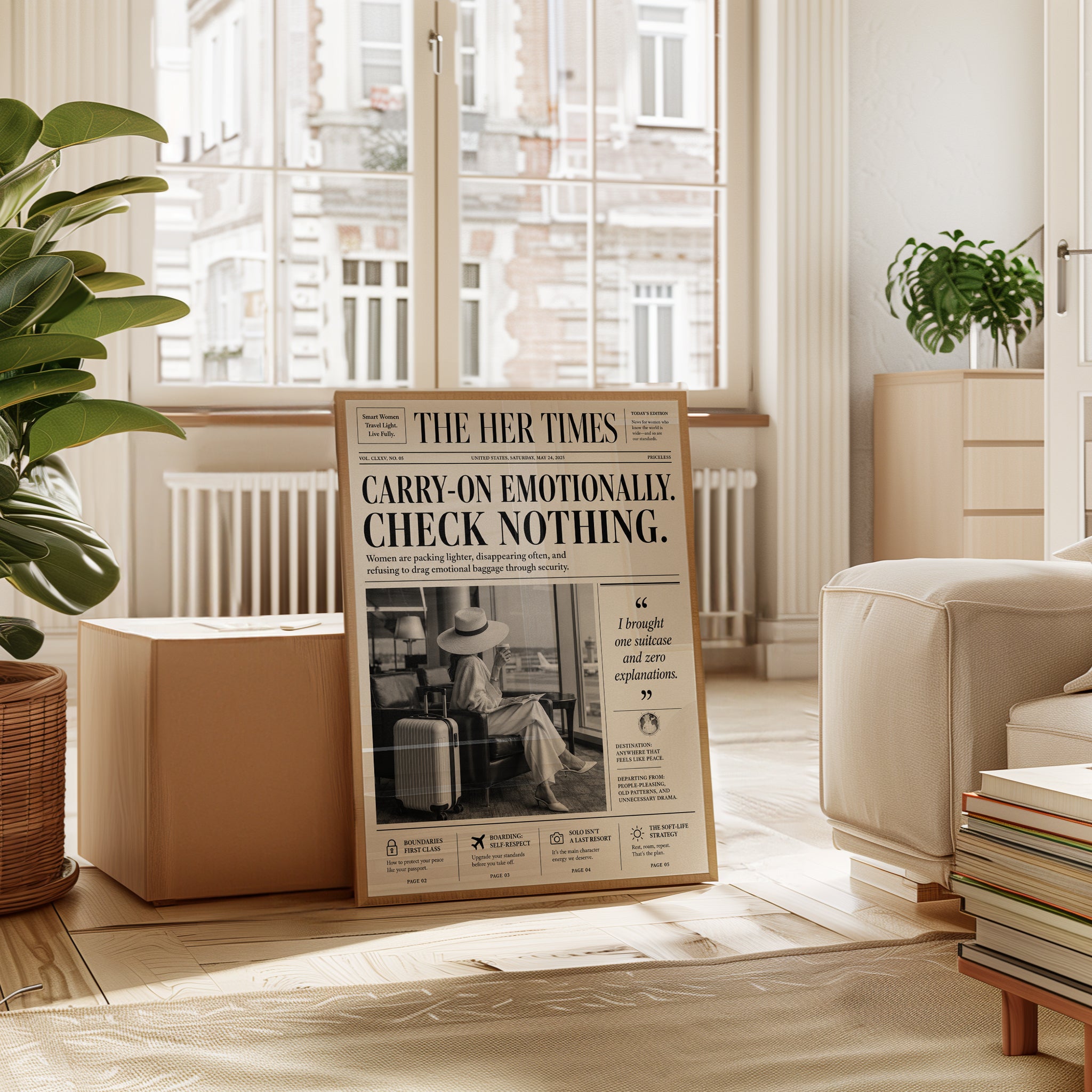 The Her Times Newspaper Art Print: Vintage Editorial Design - interior