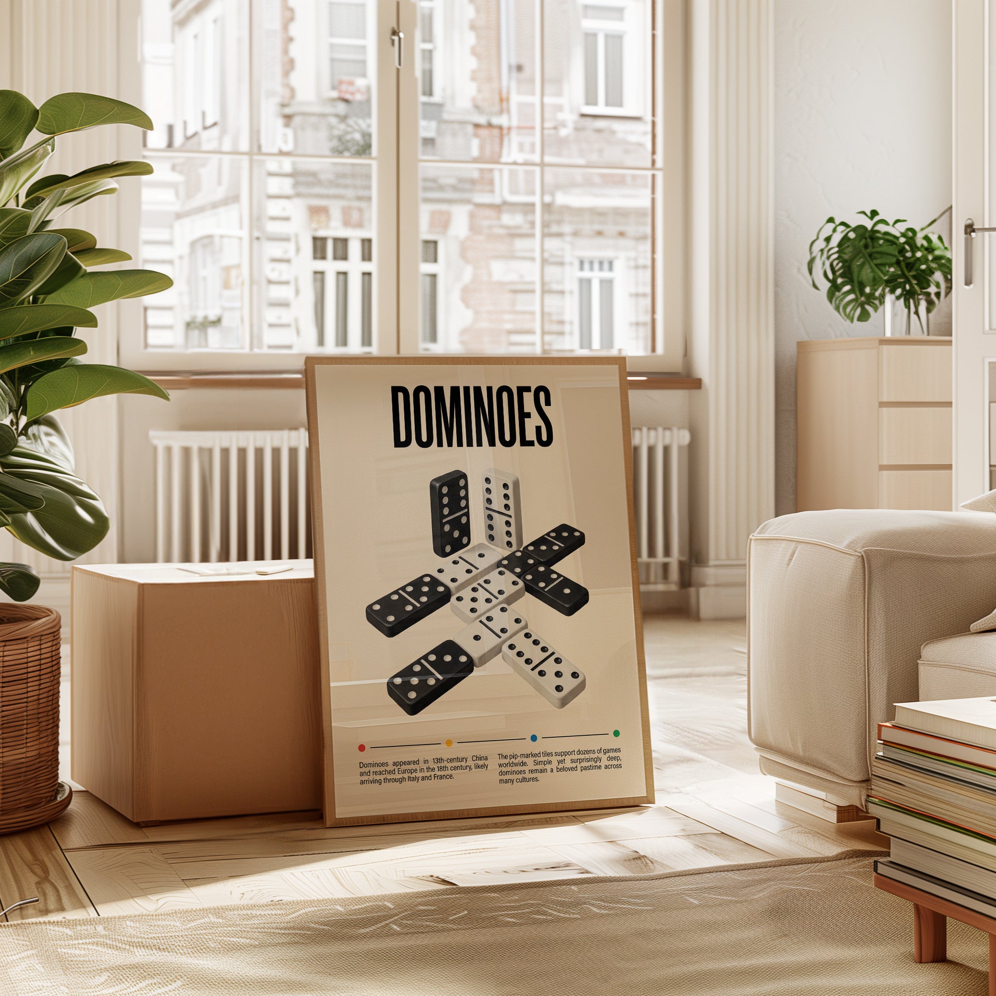 Masculine Wall Art Vintage Dominoes Poster — Educational Game Print - interior