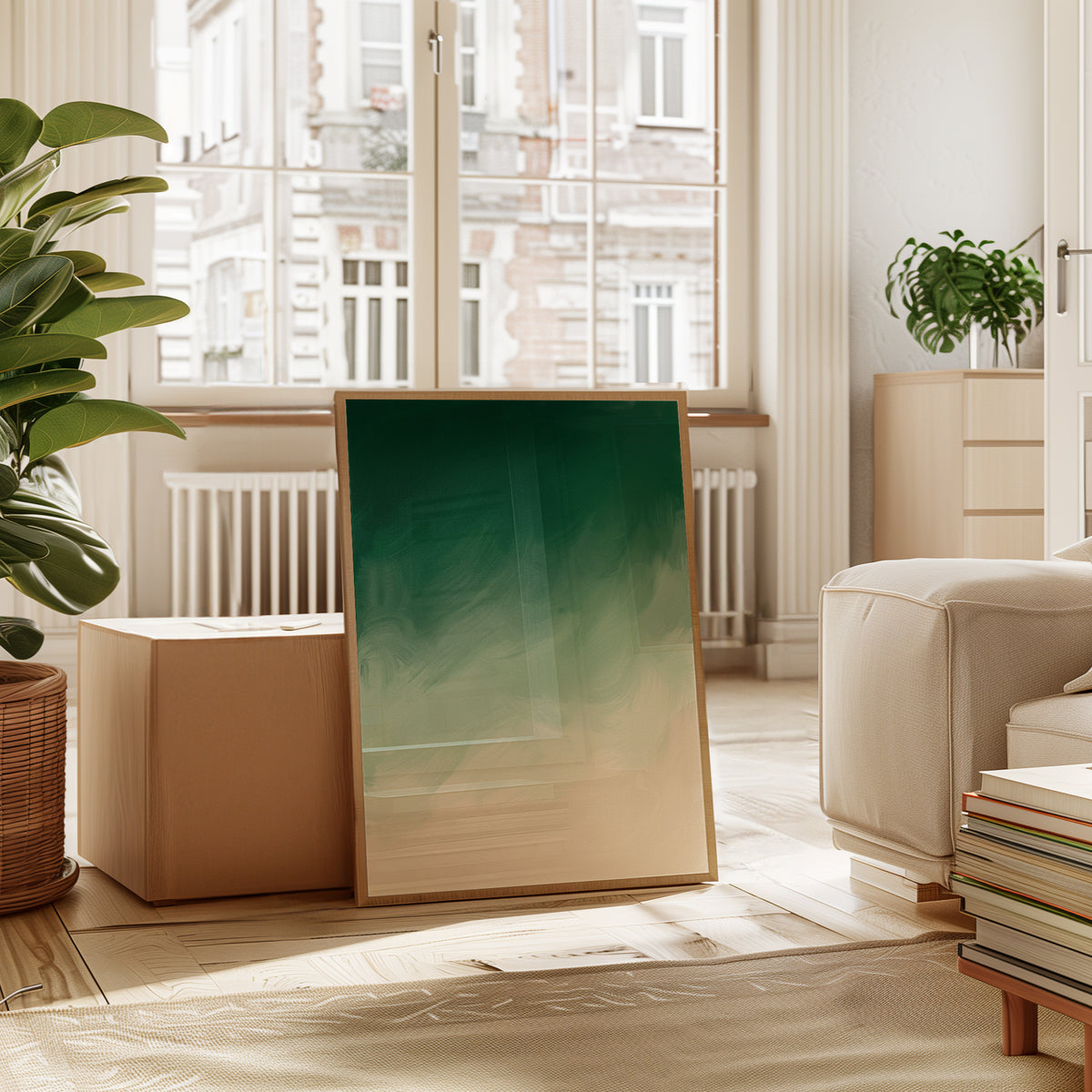 Abstract Green Gradient Print — Ombre Brushstroke Art - interior
