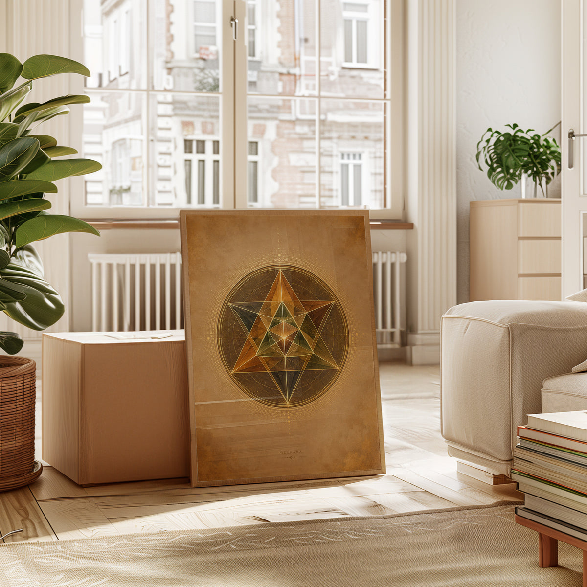 Merkaba Sacred Geometry Wall Art: Golden Star Mandala Design - interior
