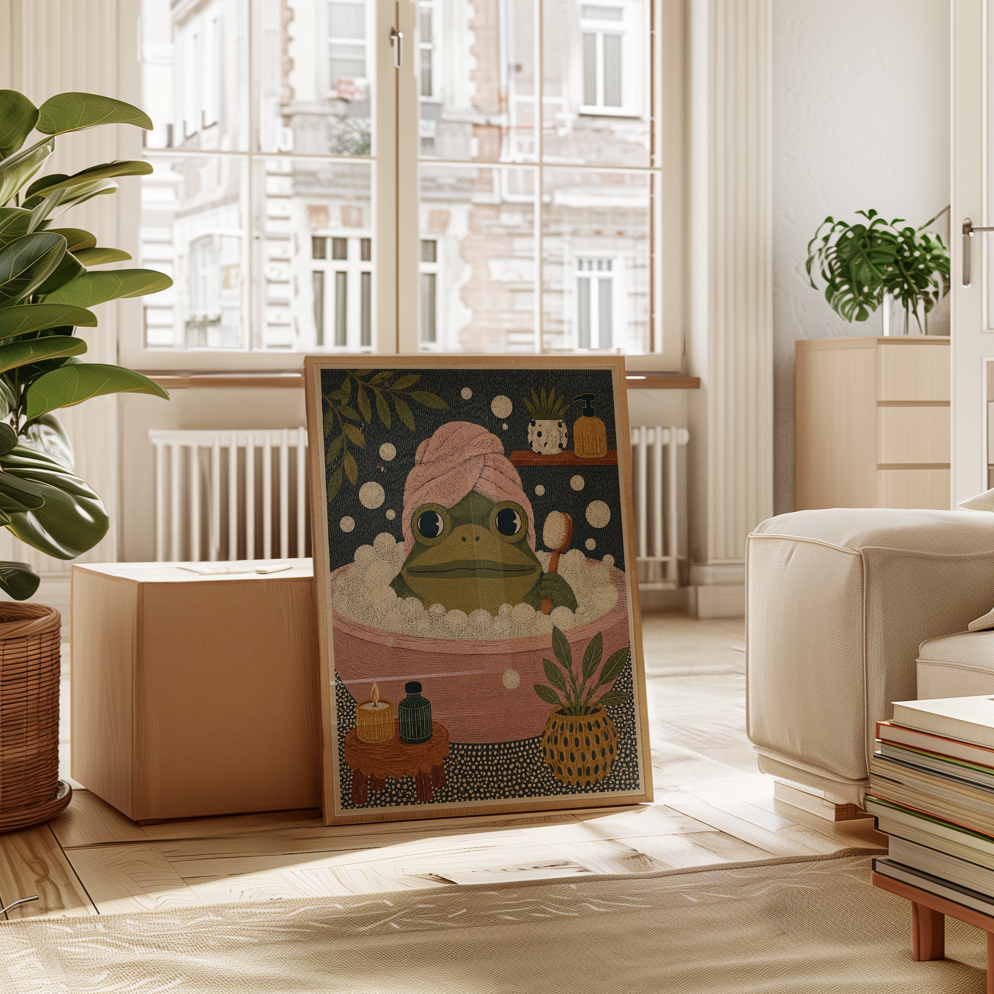 Frog Bathroom Wall Art – Spa Day Print - interior