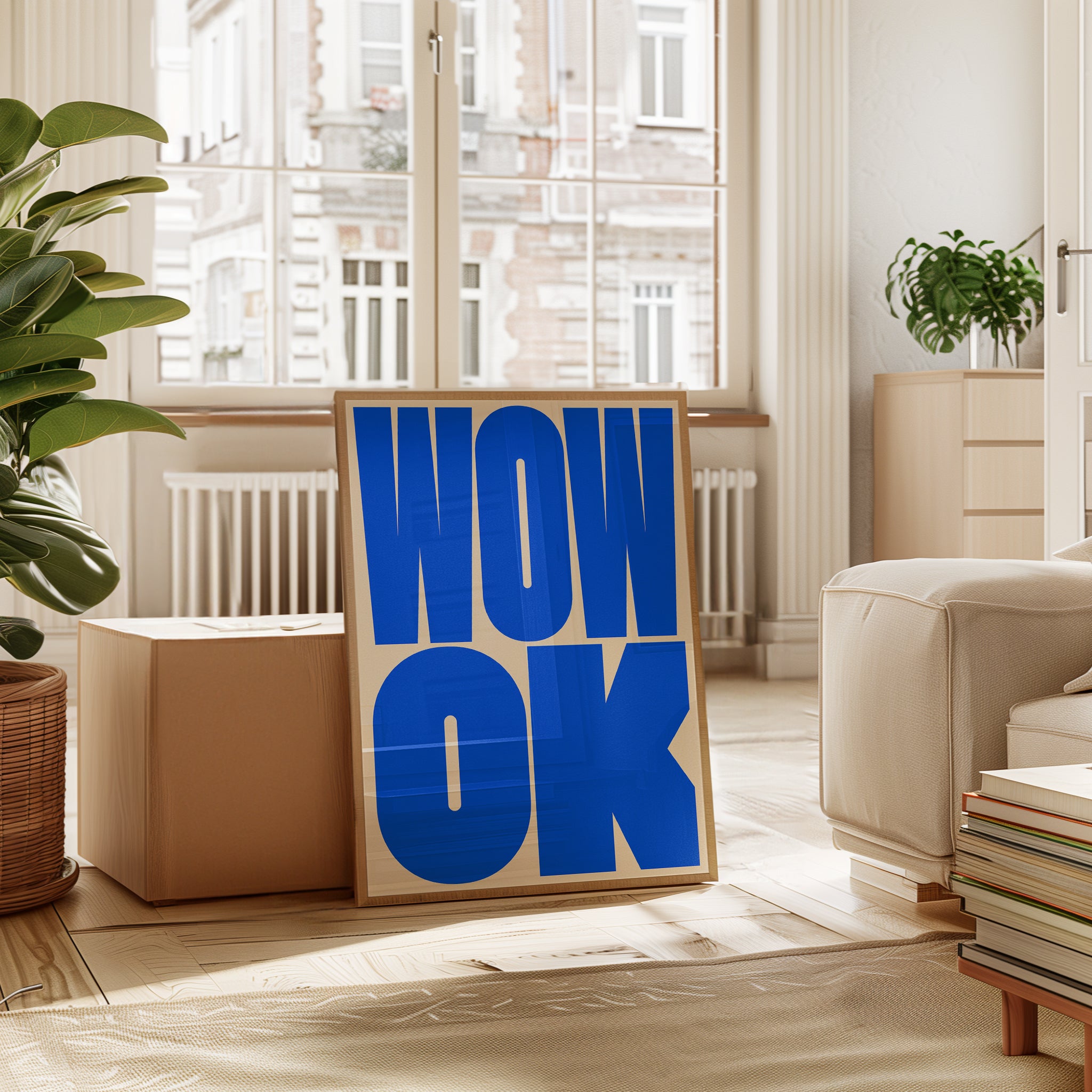 WOW OK Typography Print — Bold Blue Lettering - interior