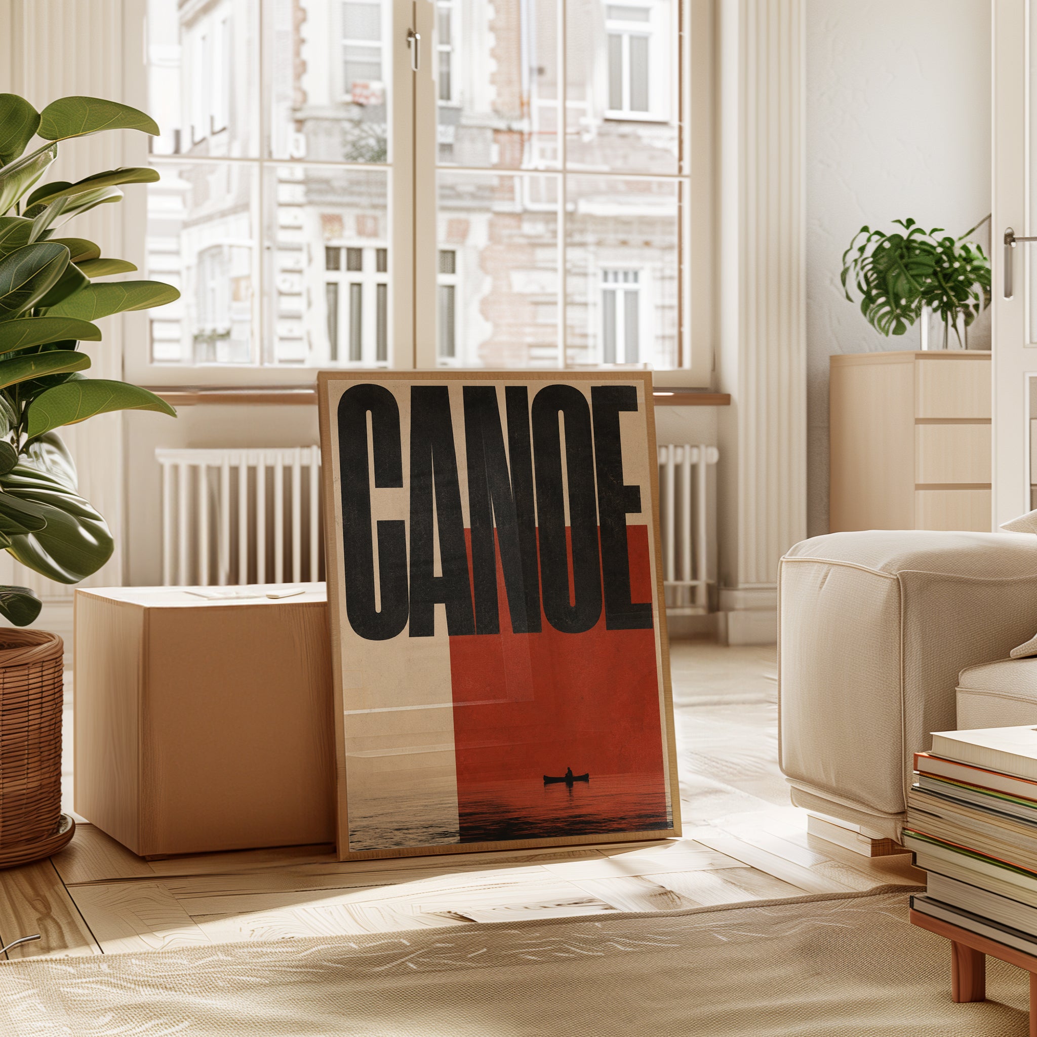 Canoe Wall Art – Minimalist Typography Print - interior
