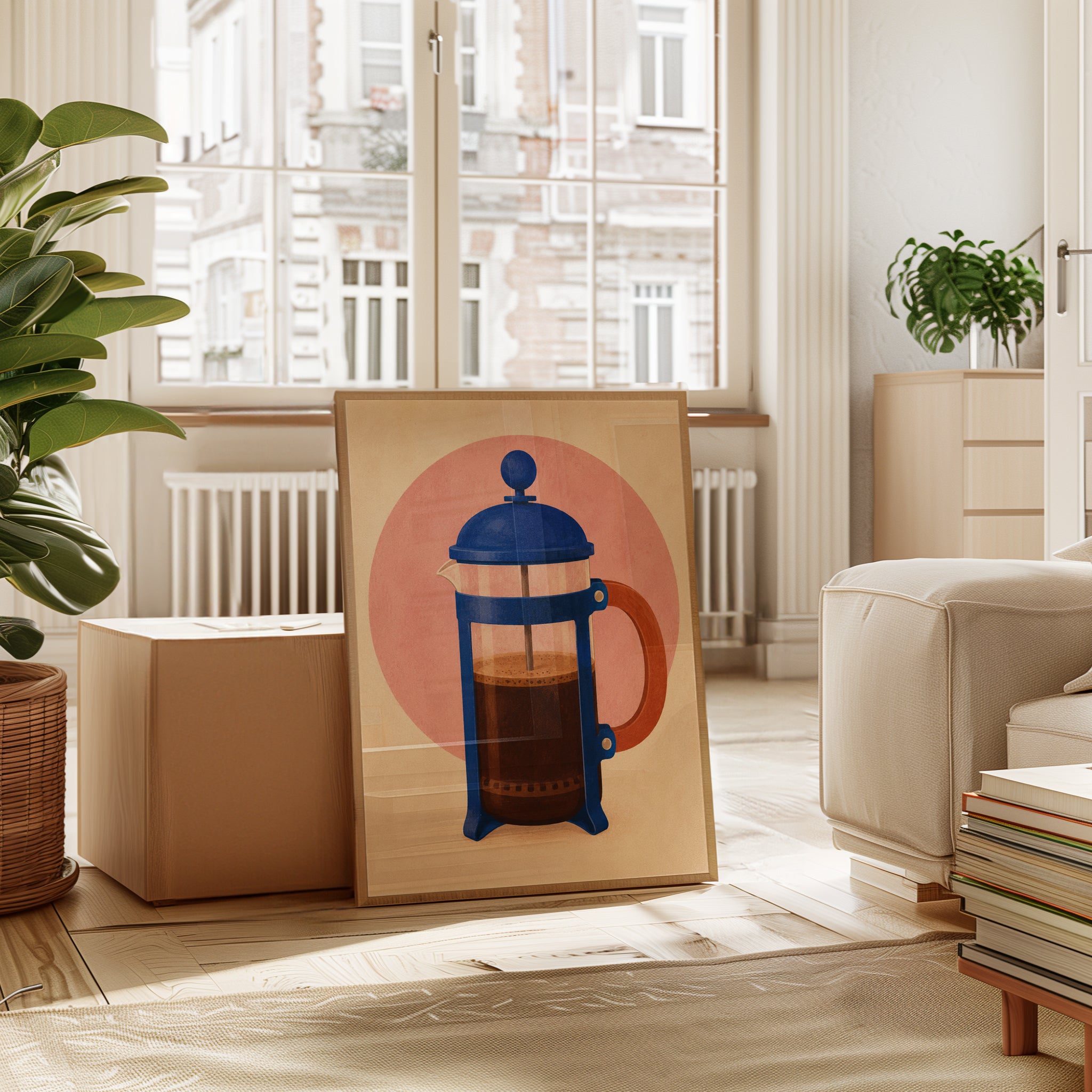 Retro French Press Coffee Art Print - interior