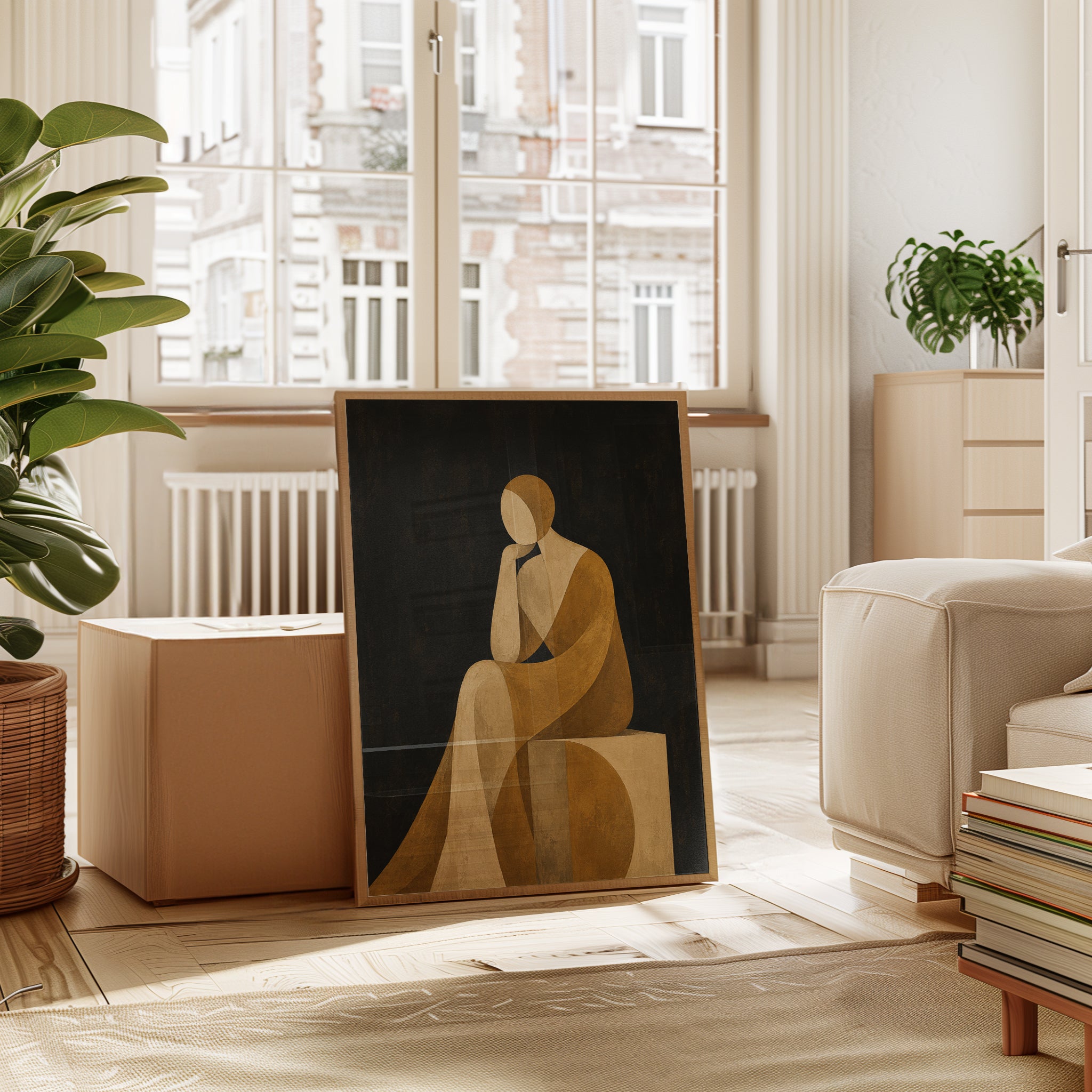 Abstract Figure Print – Geometric Woman Wall Art - interior