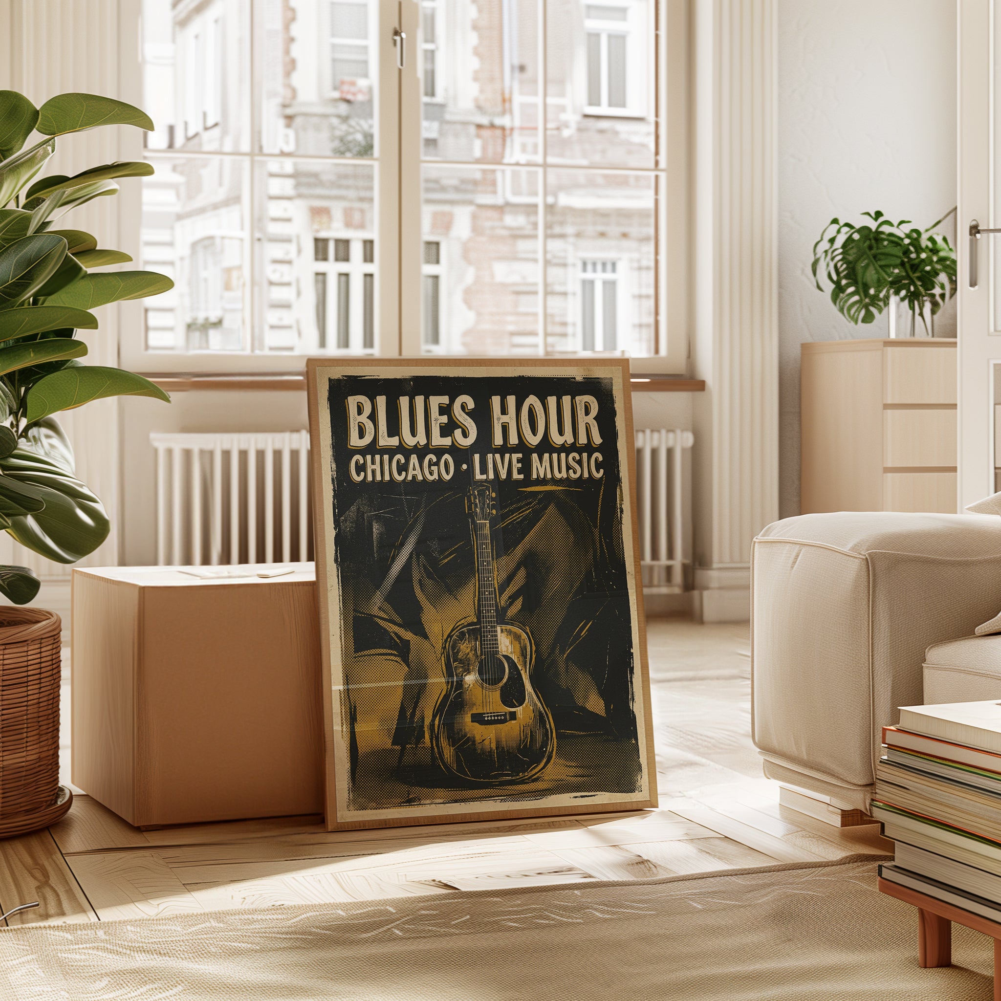 Blues Hour Chicago Poster: Vintage Music Graphic Art Print - interior