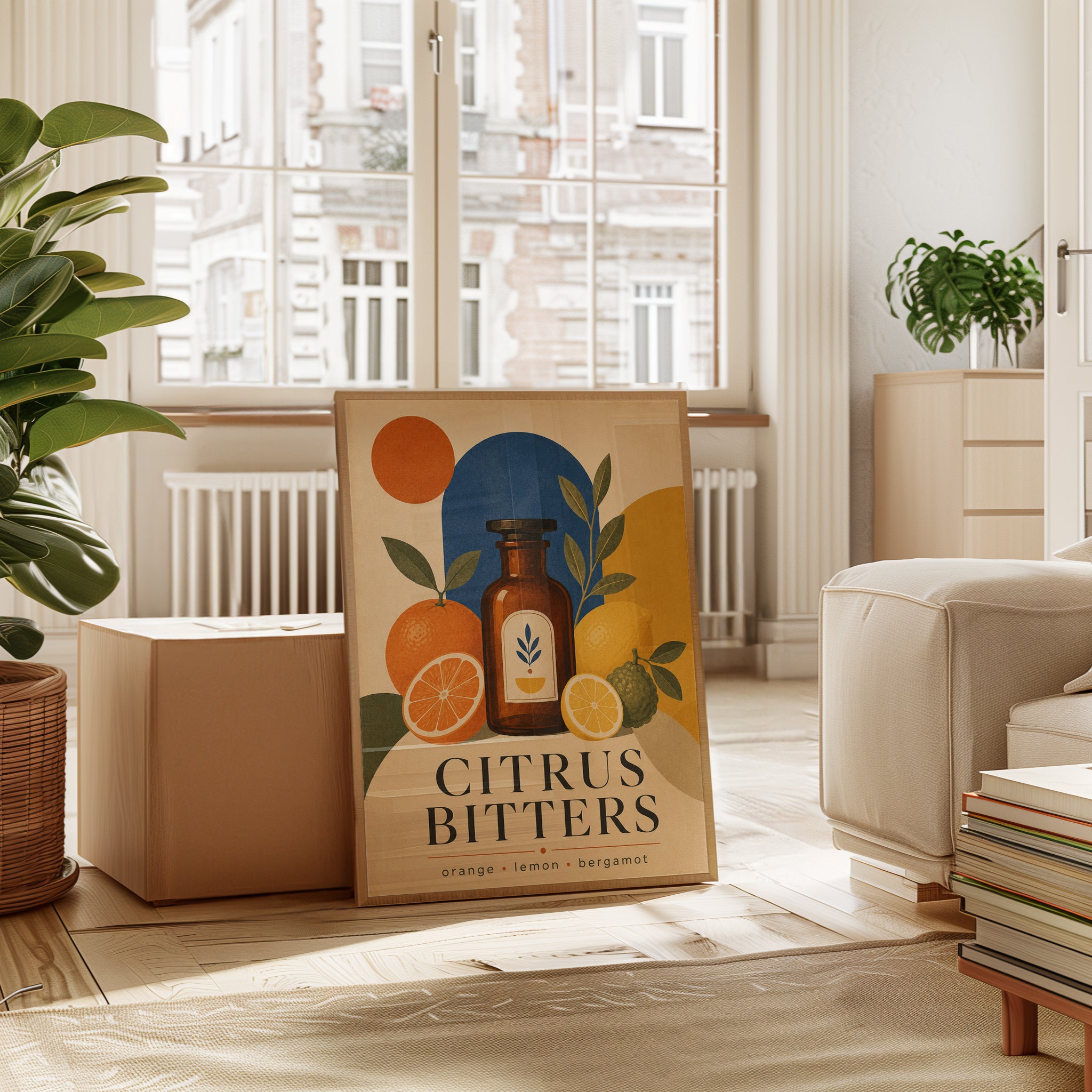 Citrus Bitters Apothecary Bottle Poster: Vintage Art Deco Print - interior