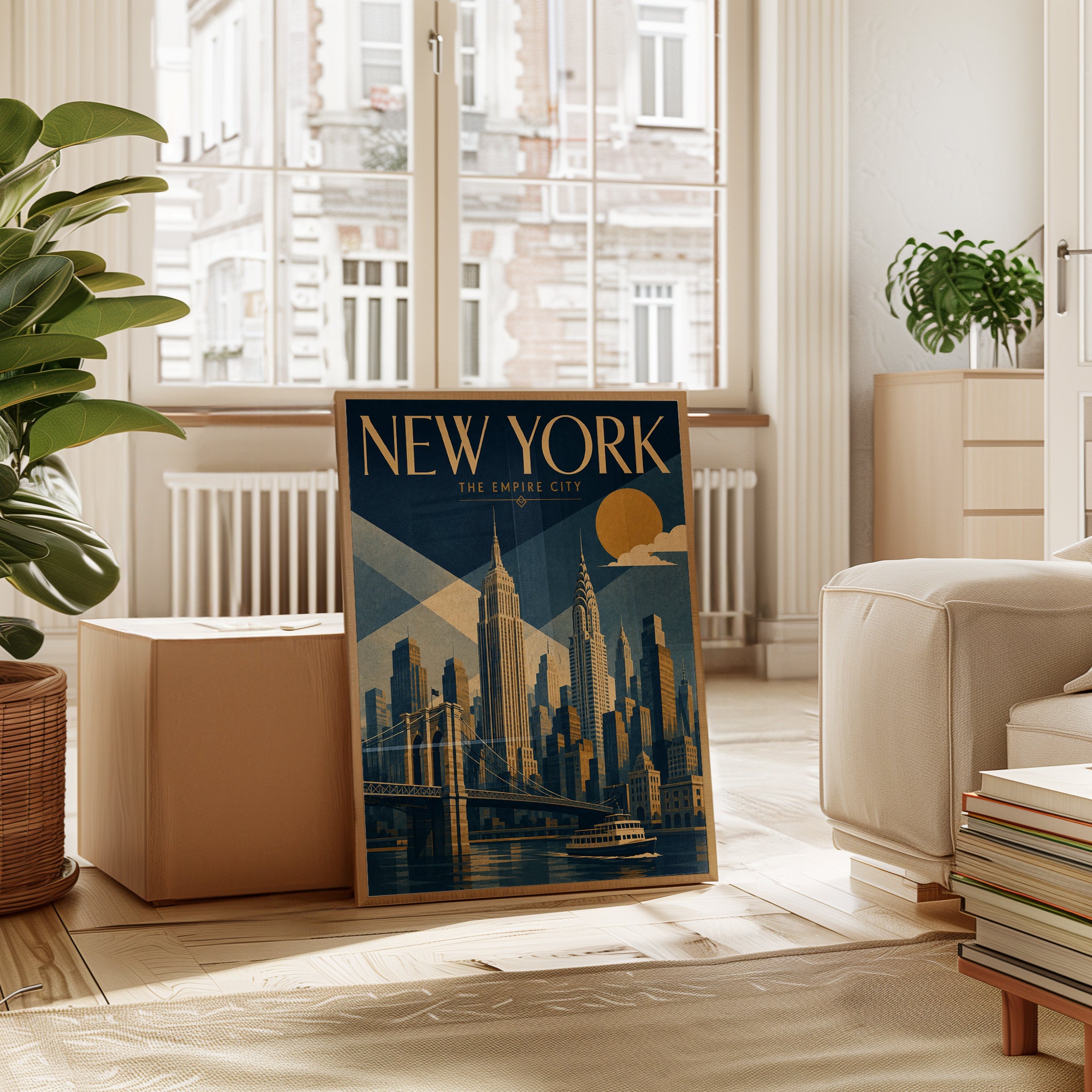 New York Travel Poster – Art Deco City Print - interior