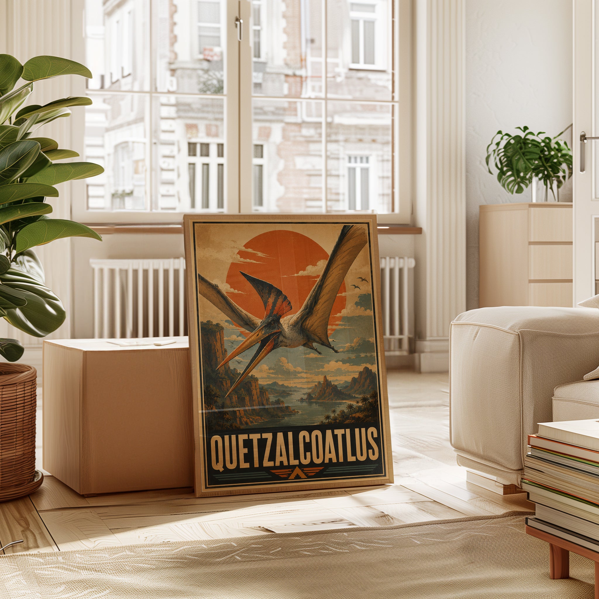 Quetzalcoatlus Poster: Vintage Dinosaur Travel Art Print - interior