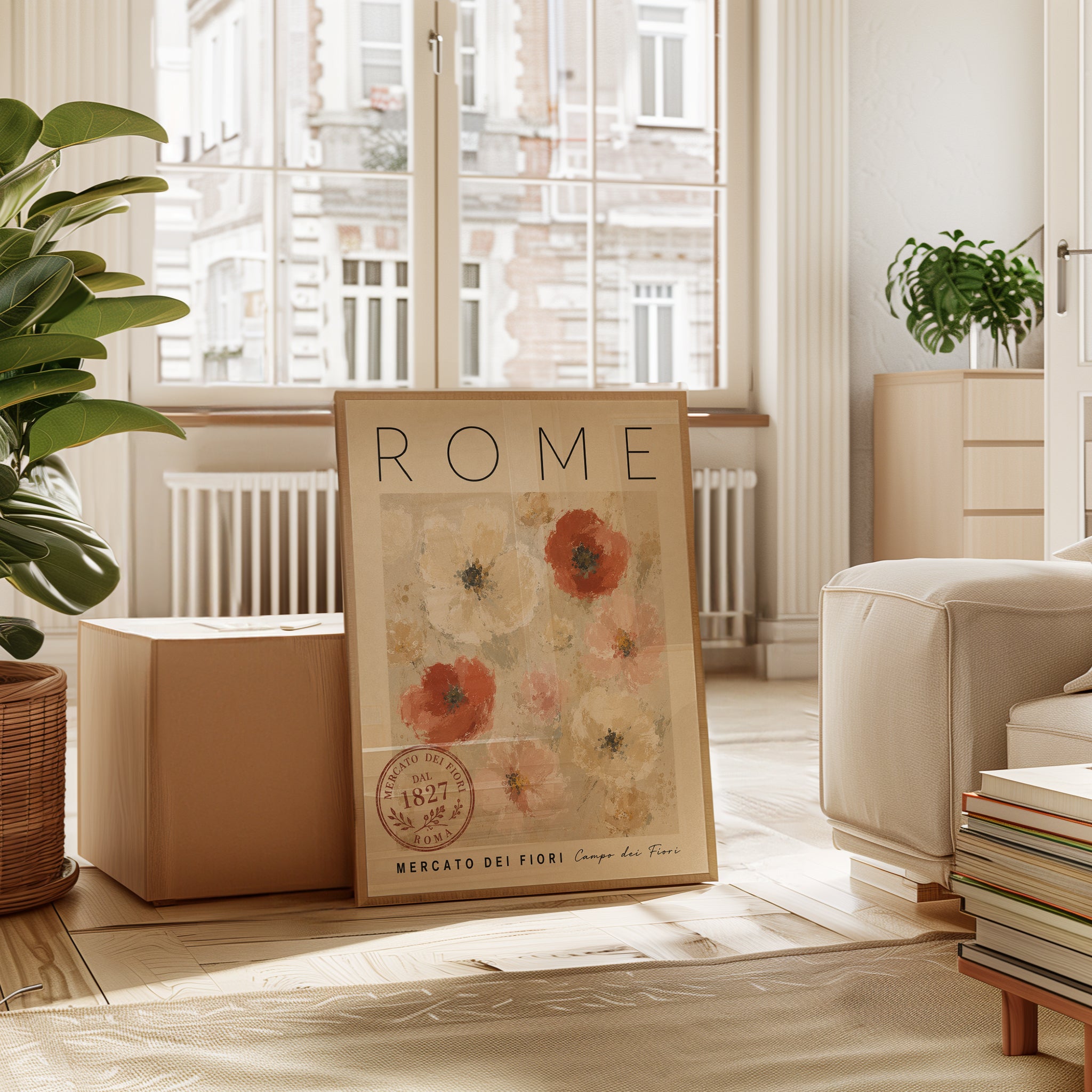 Rome Travel Poster – Vintage Floral Wall Art - interior