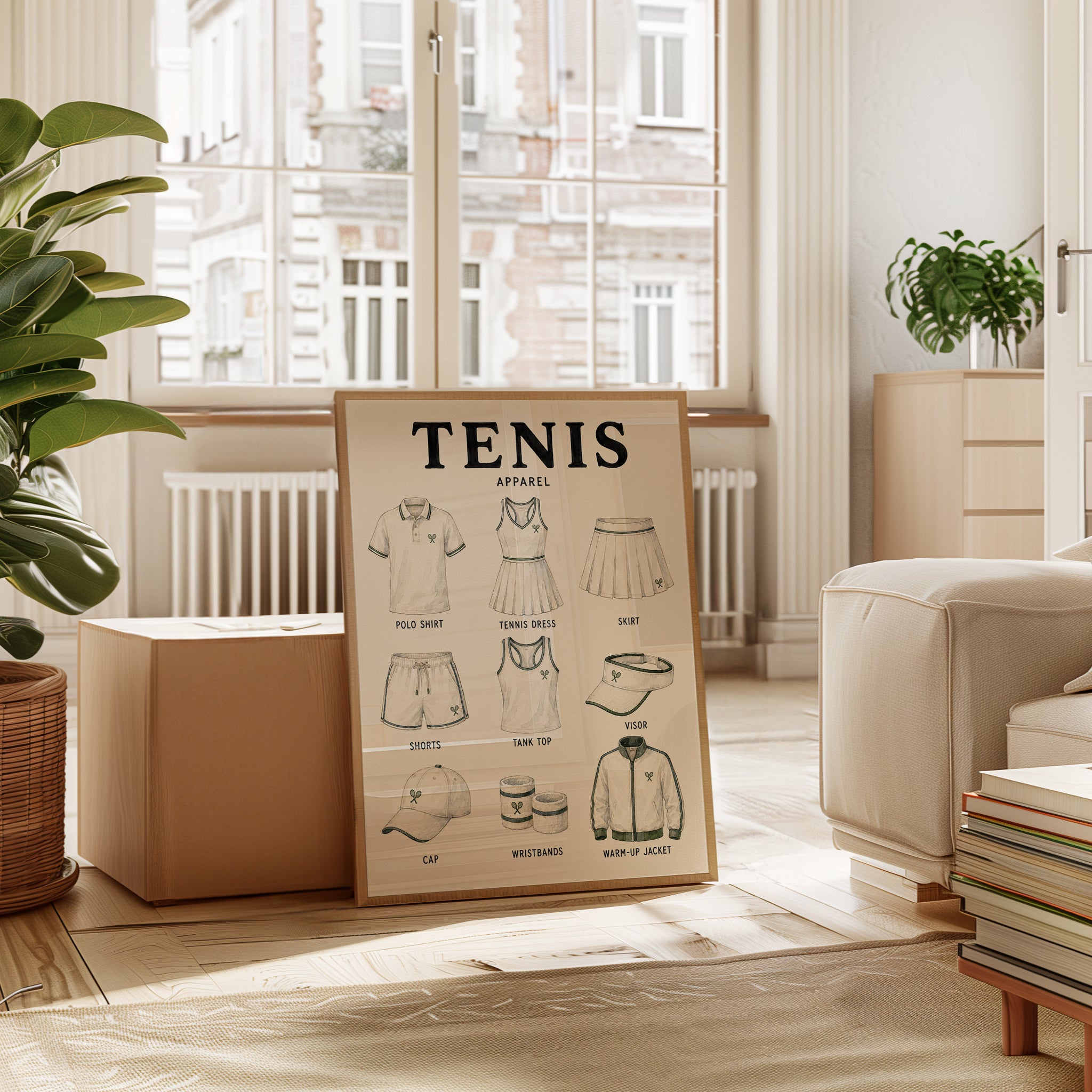 Tennis Apparel Guide Print — Vintage Sports Illustration - interior
