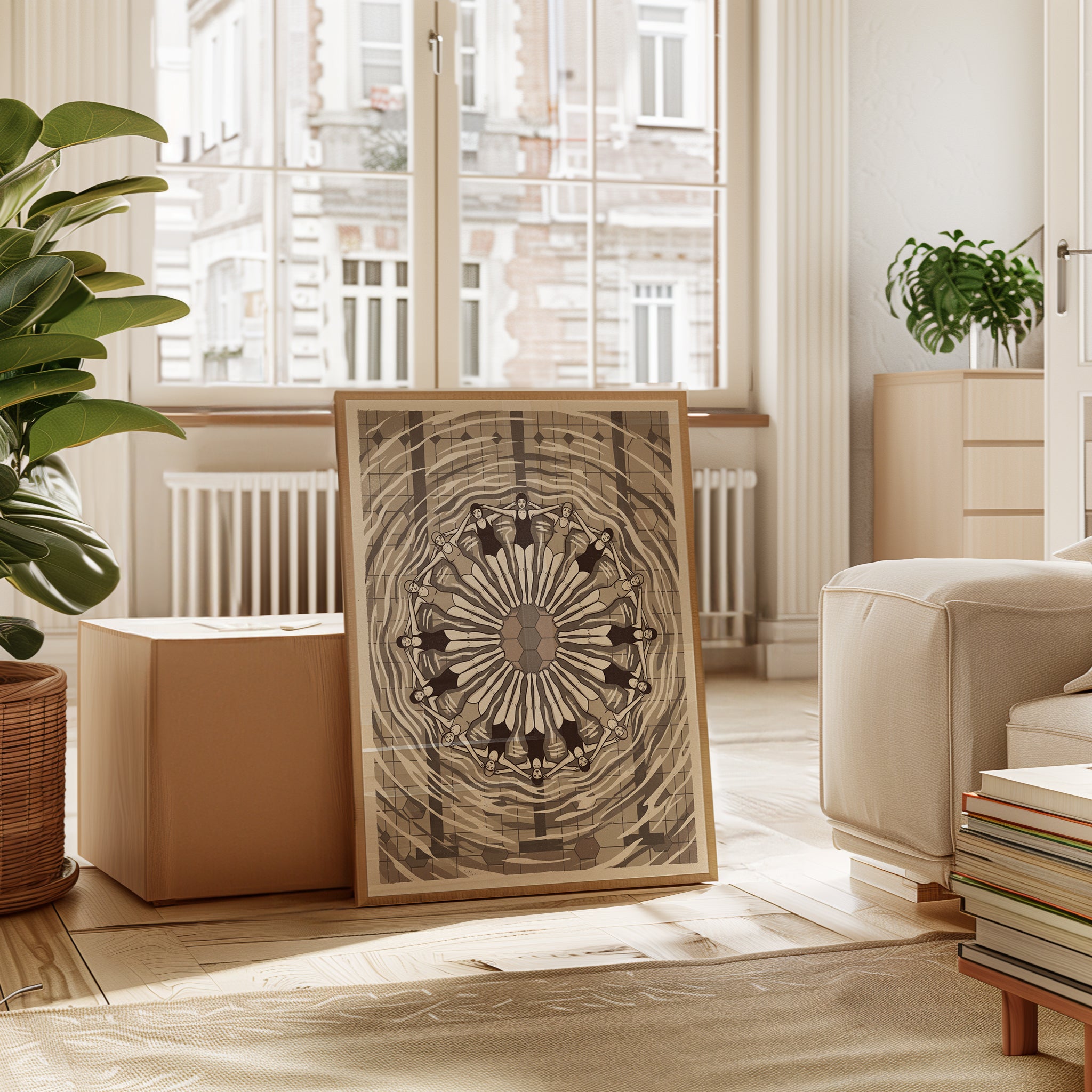 Art Deco Swimmers Print — Synchronized Swimming Mandala - interior