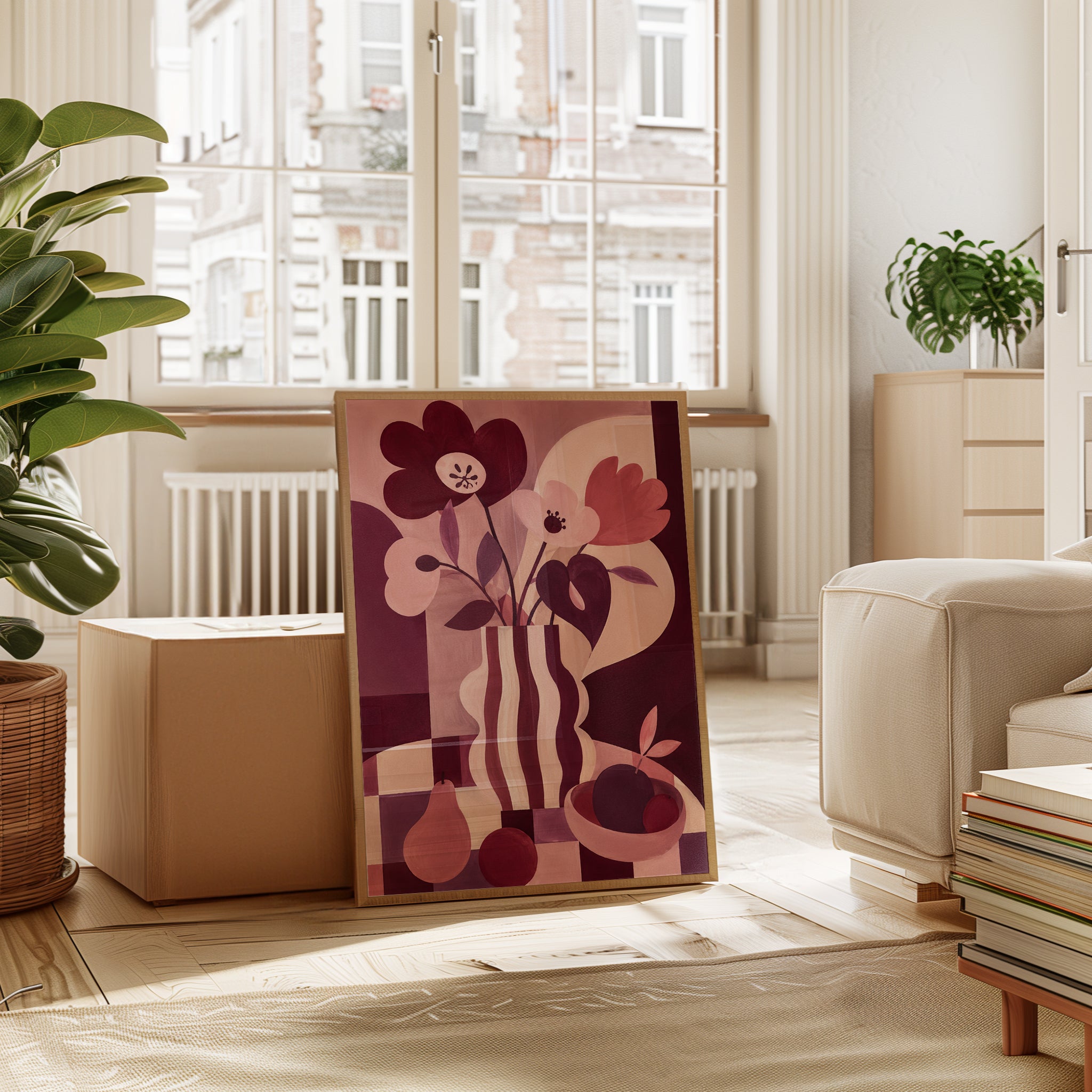 Pink Floral Vase Print - interior
