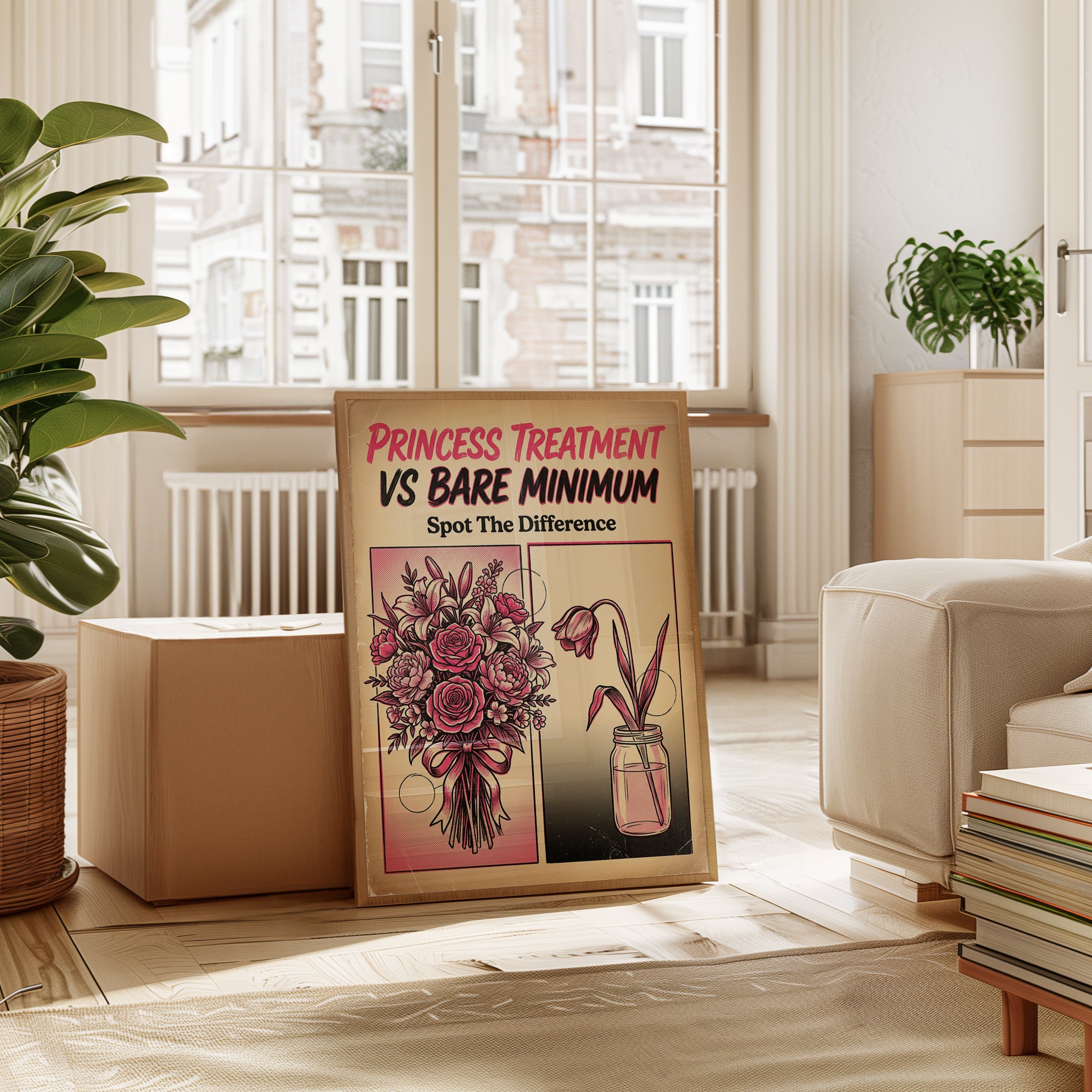 Princess Treatment vs Bare Minimum: Retro Comparison Poster - interior