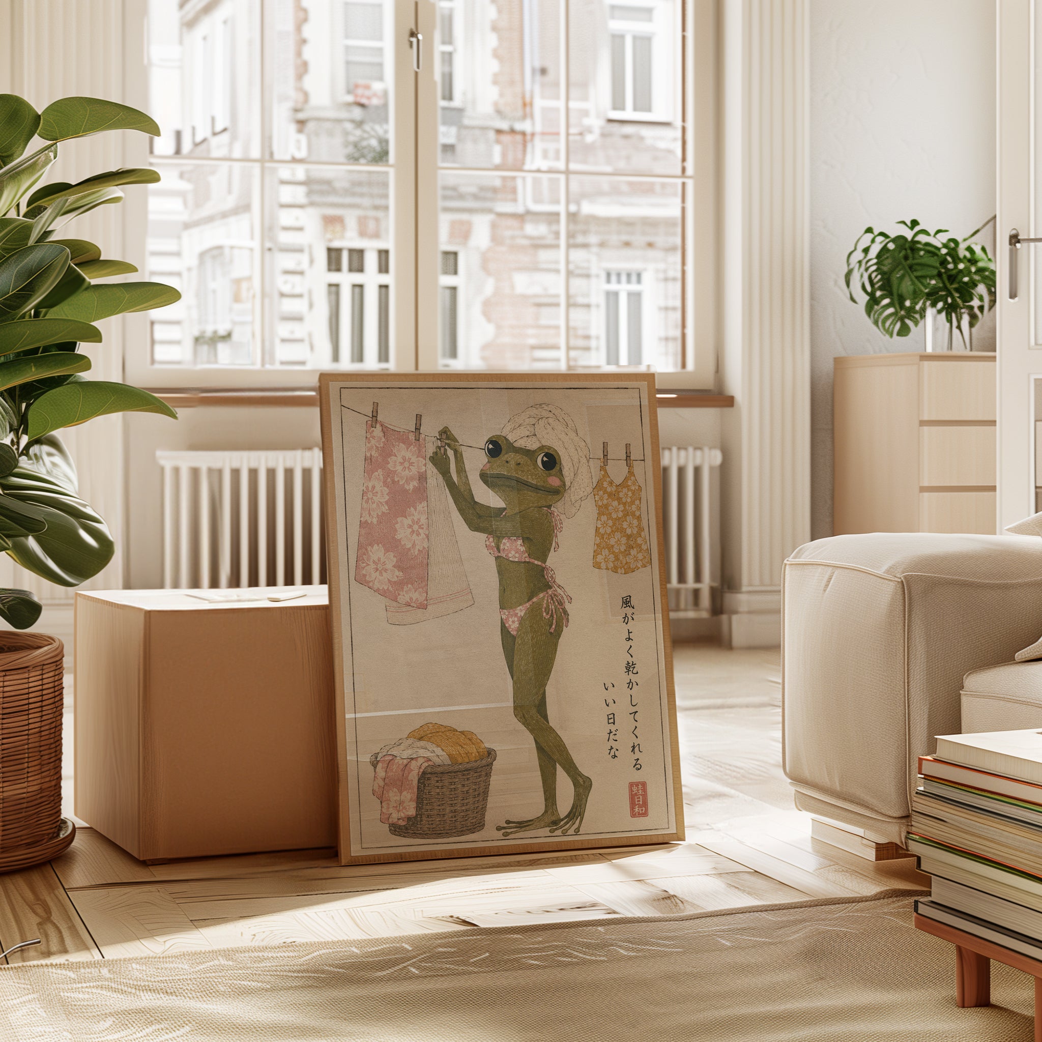 Japanese Frog Laundry Art - interior