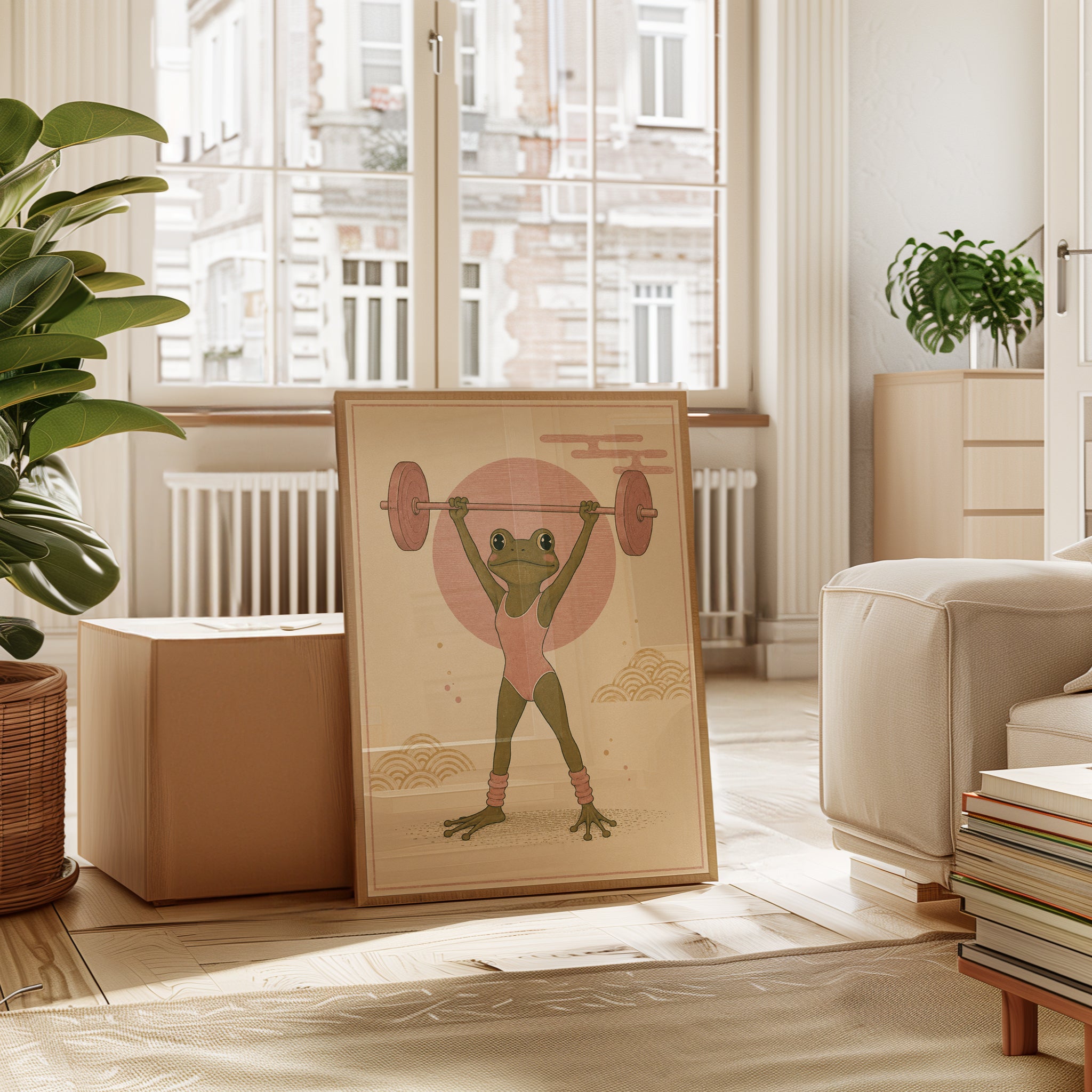 Frog Gym Wall Art – Funny Animal Print - interior