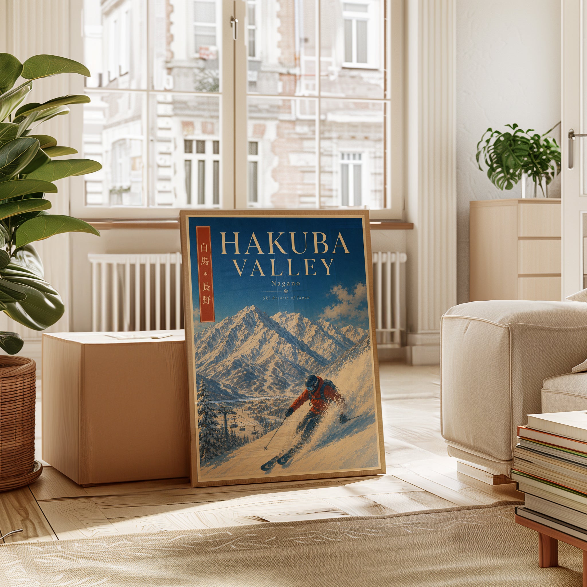 Hakuba Valley Ski Poster: Vintage Japanese Travel Art - interior