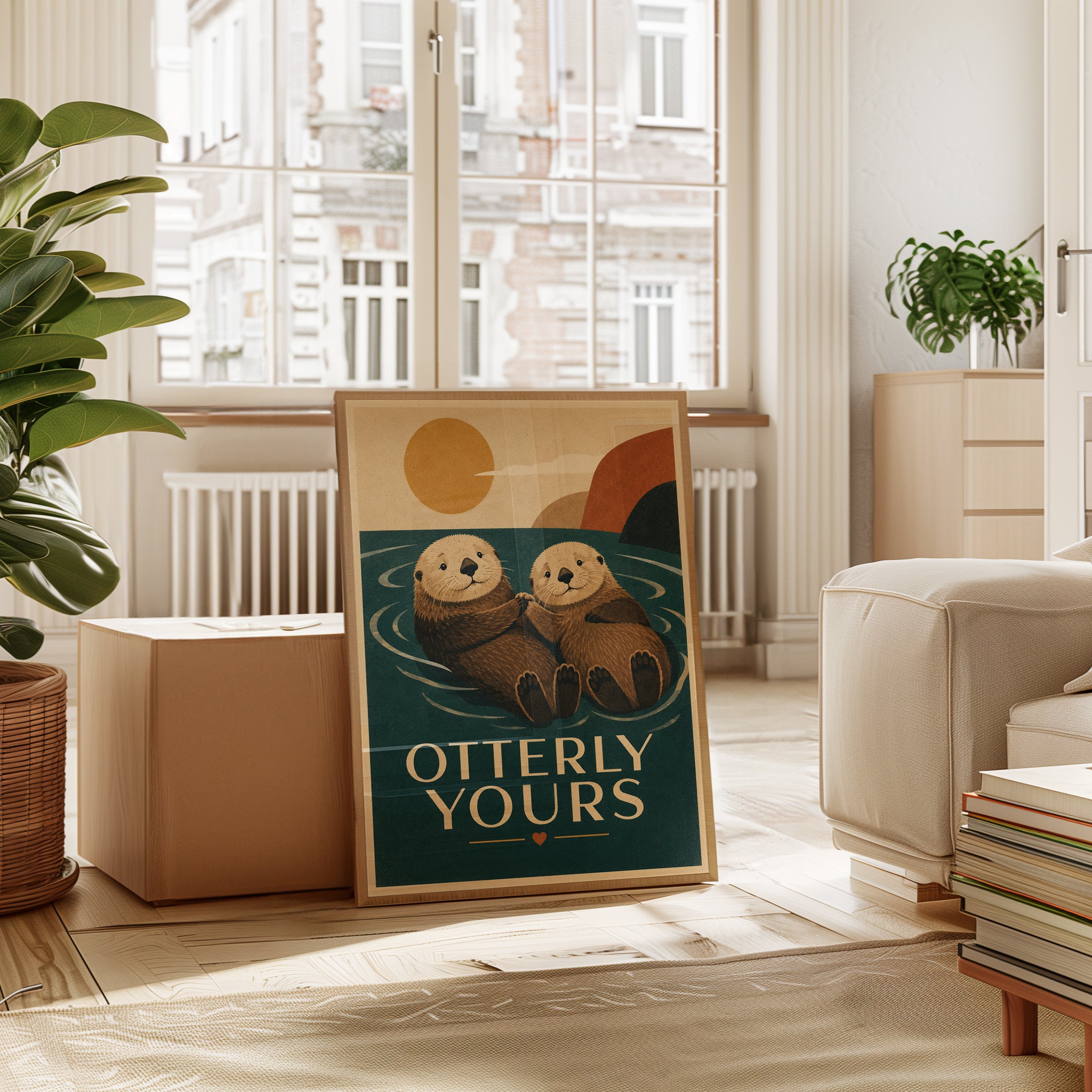 Otter Art Print — Vintage Retro Style 'Otterly Yours' - interior