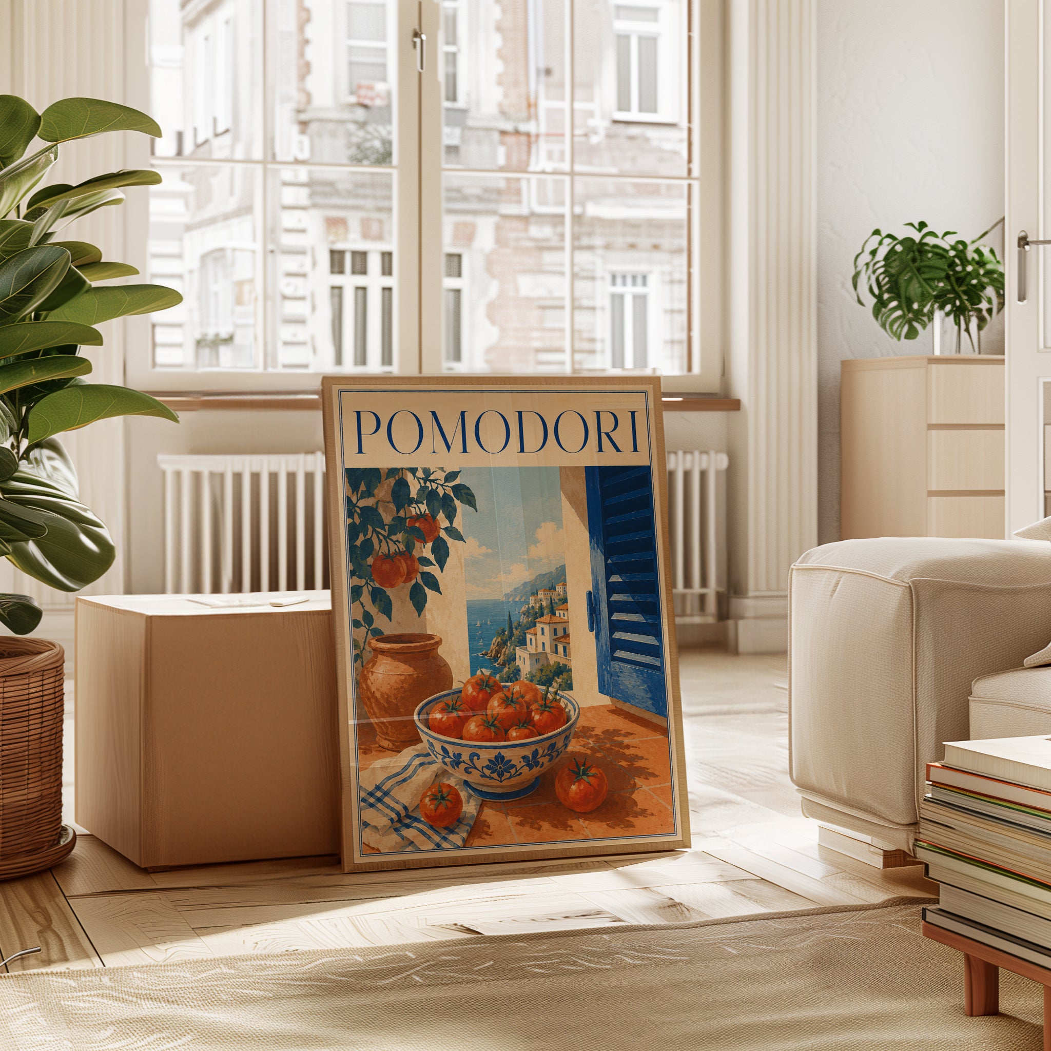 Amalfi Coast Tomato Print: Retro Mediterranean Art (Multiple Sizes) - interior