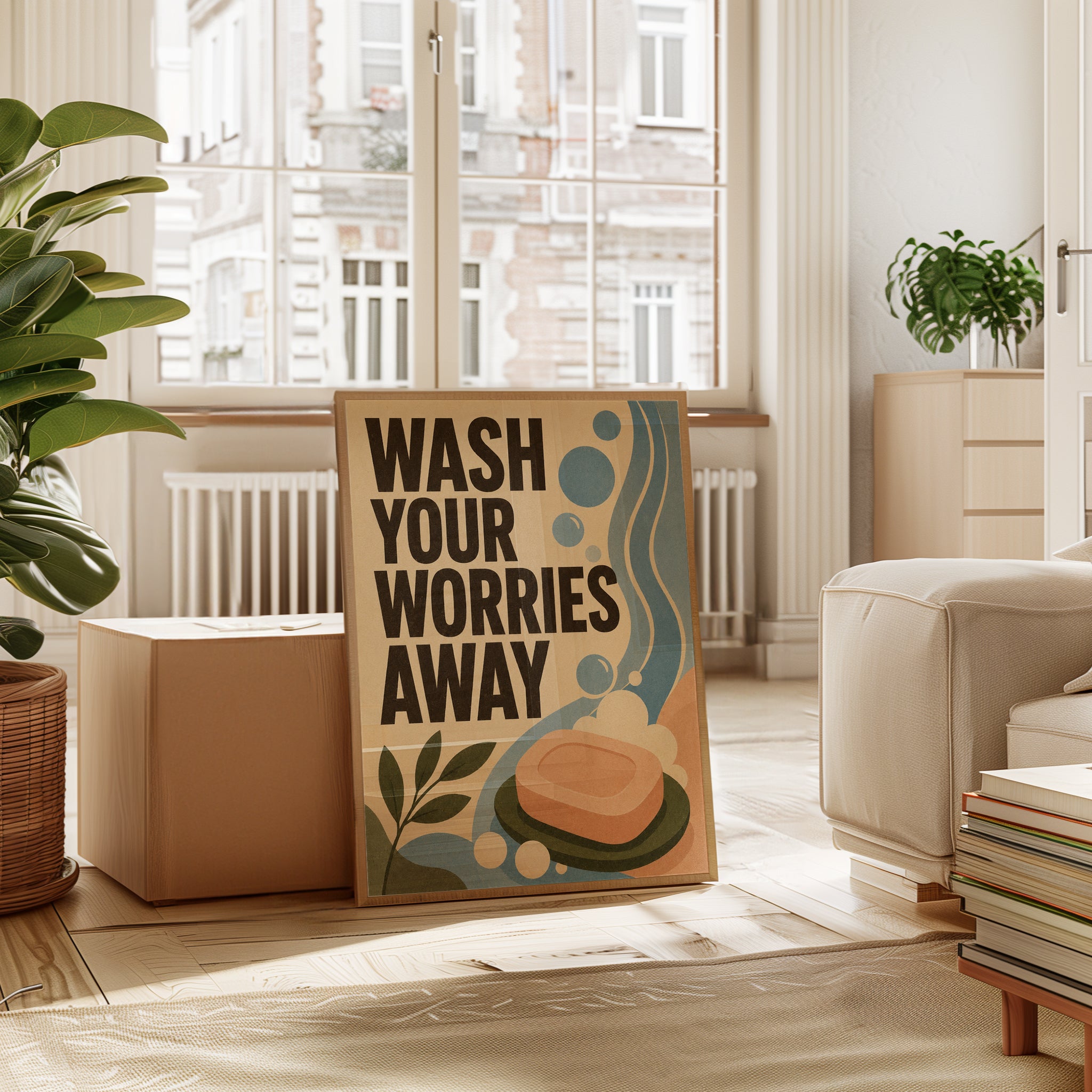 Vintage Bathroom Print – Soap Bubbles - interior