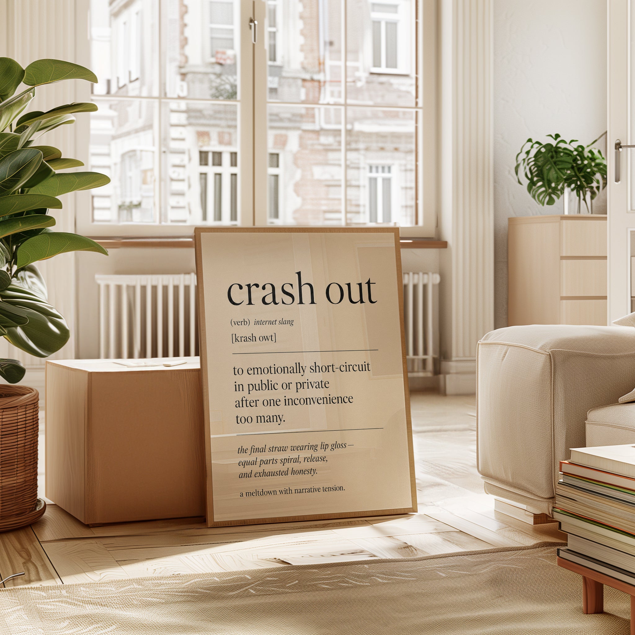 Crash Out Definition Print: Modern Typography Wall Art - interior
