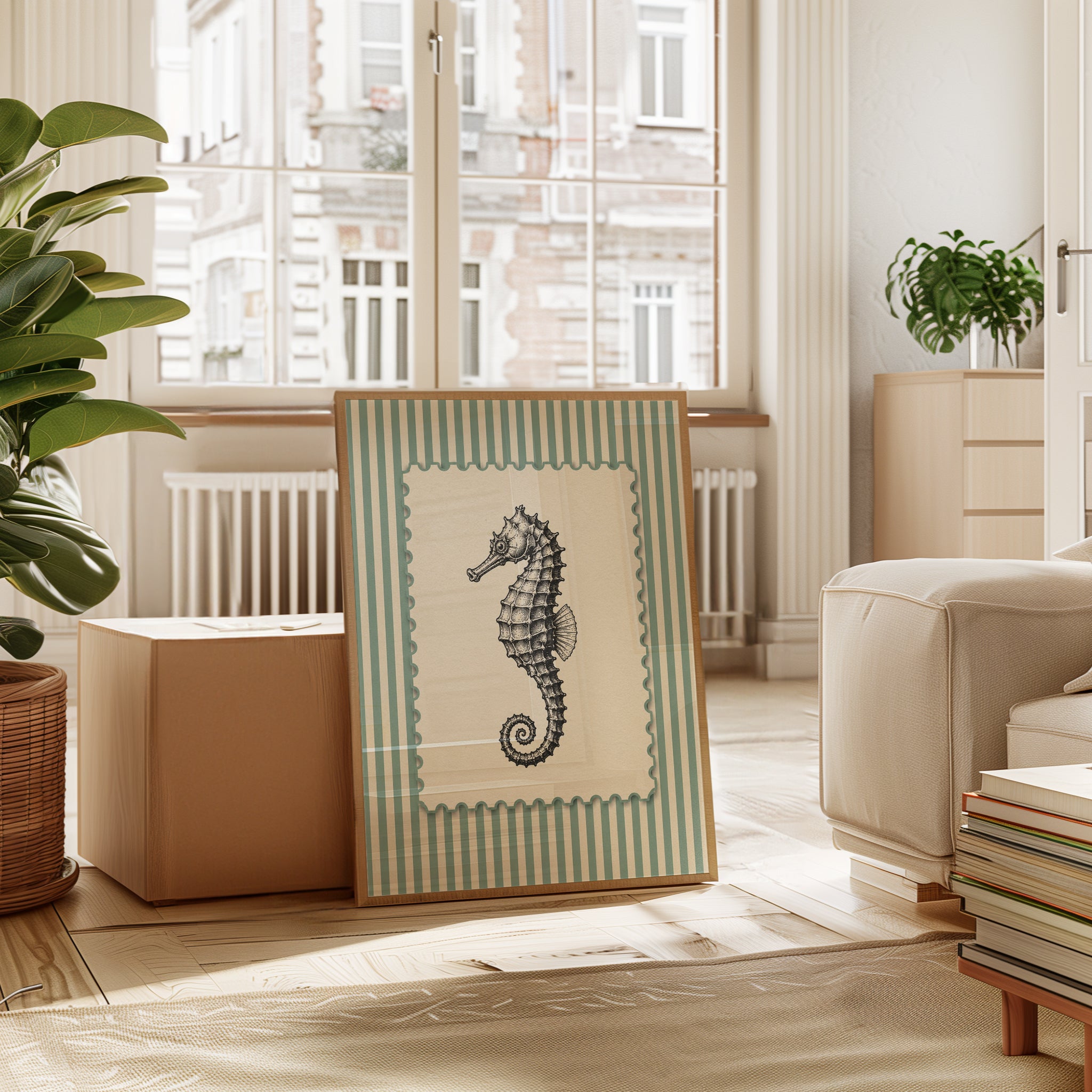 Seahorse Wall Art – Coastal Bathroom Decor - interior