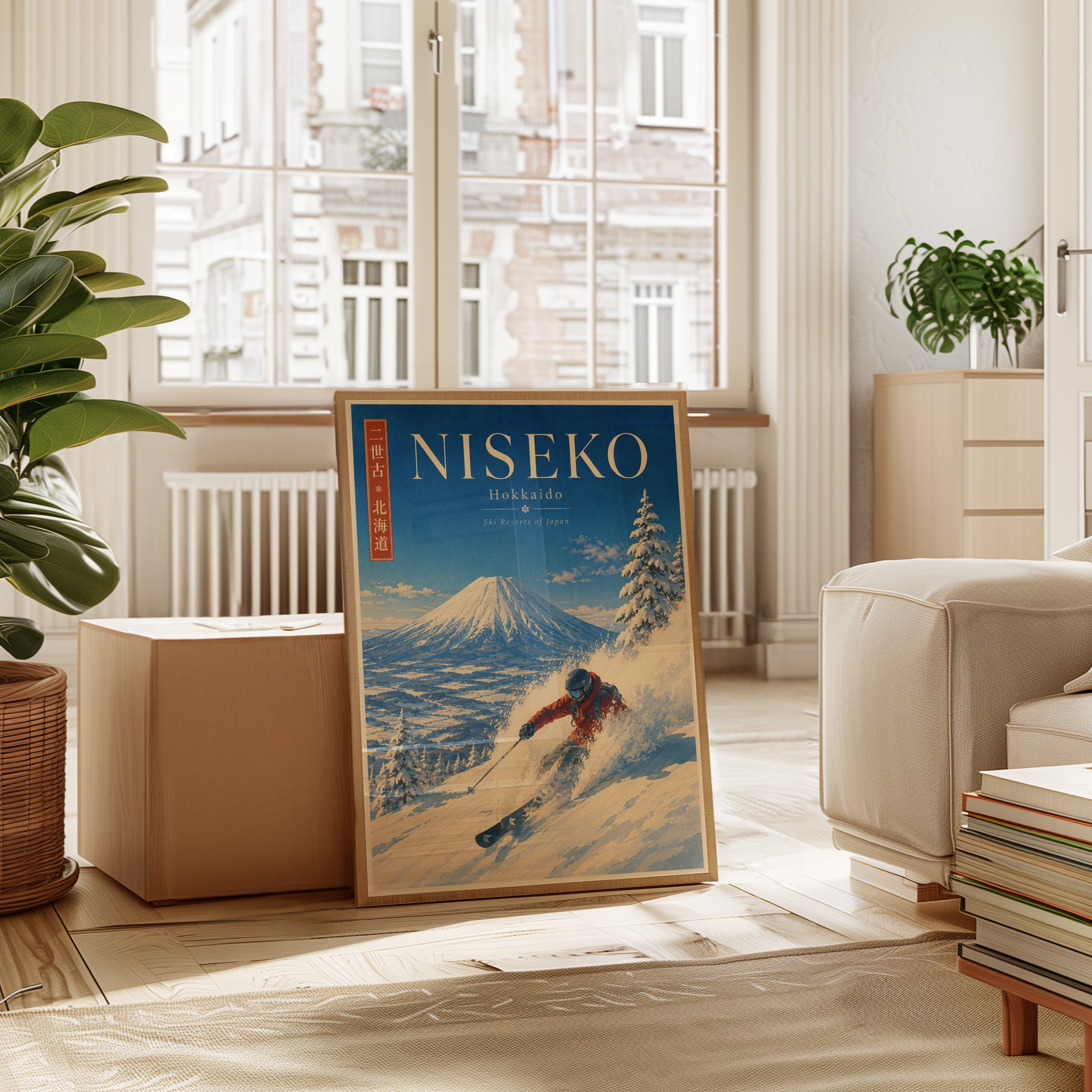 Niseko Ski Poster Print: Vintage Japanese Alps Travel Art - interior
