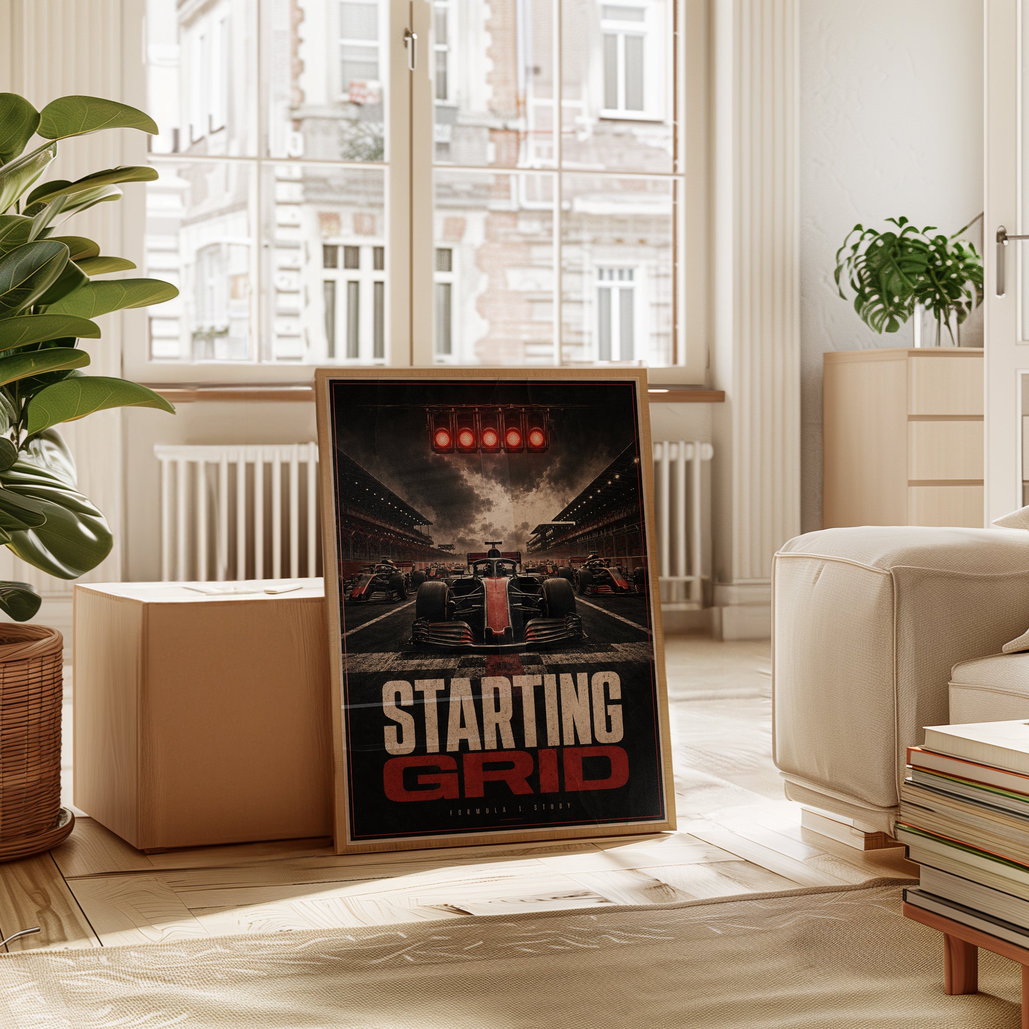 Starting Grid Formula 1 Poster: Vintage Racing Red and Black - interior