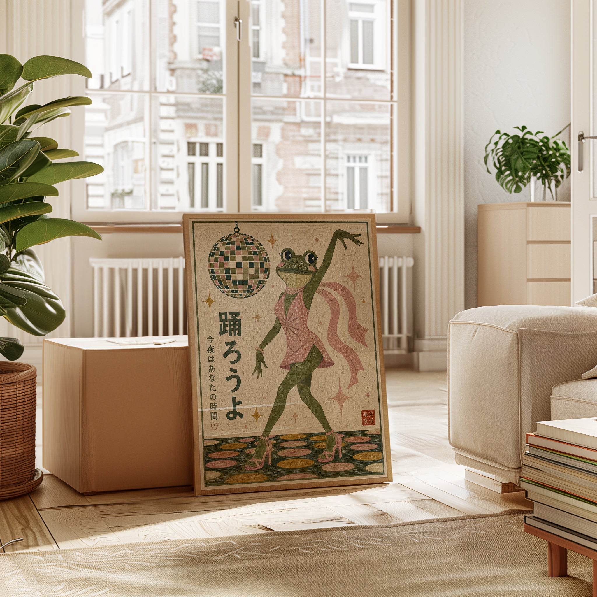 Disco Frog Wall Art – Retro Japanese Print - interior