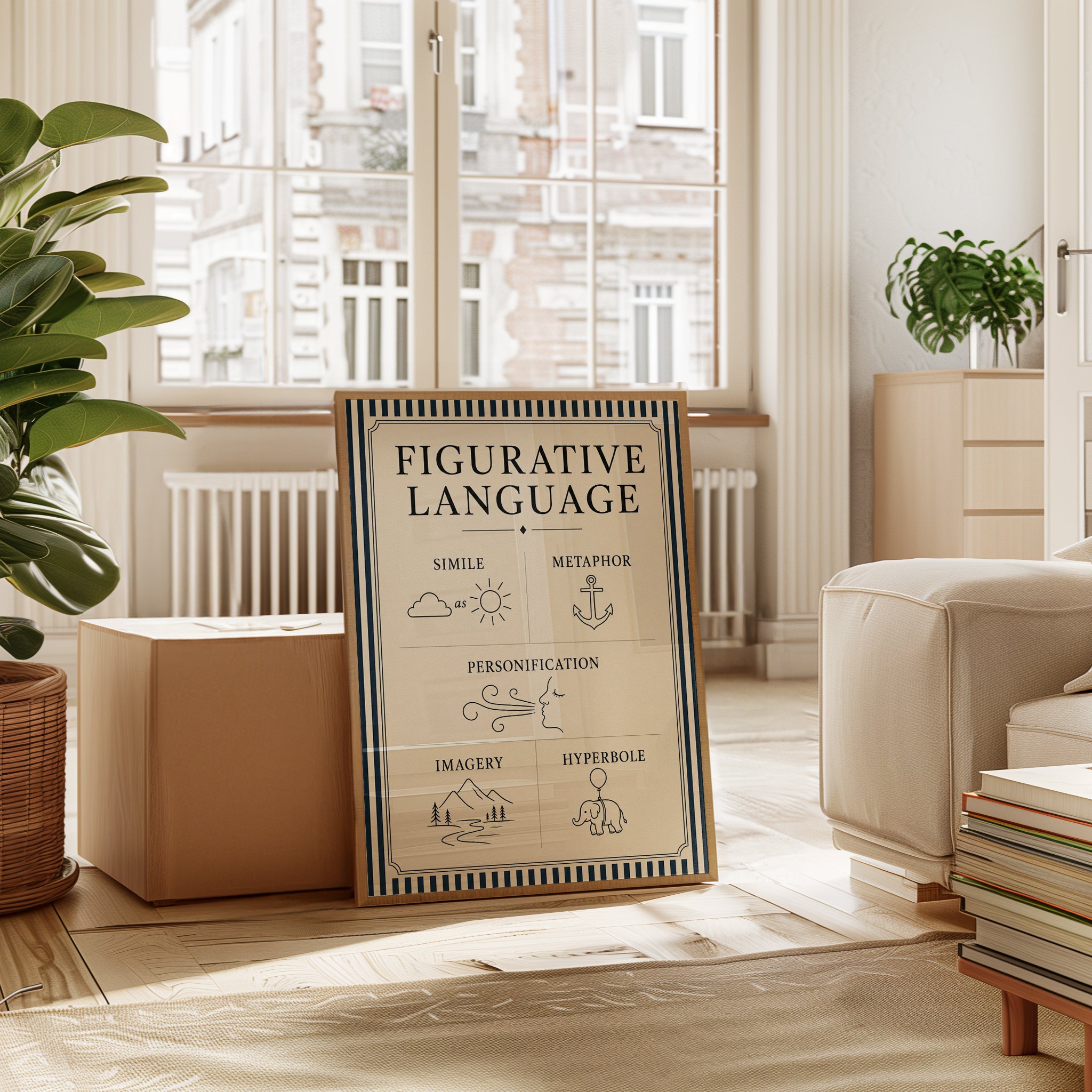 Figurative Language Poster: Educational Grammar Wall Art - interior