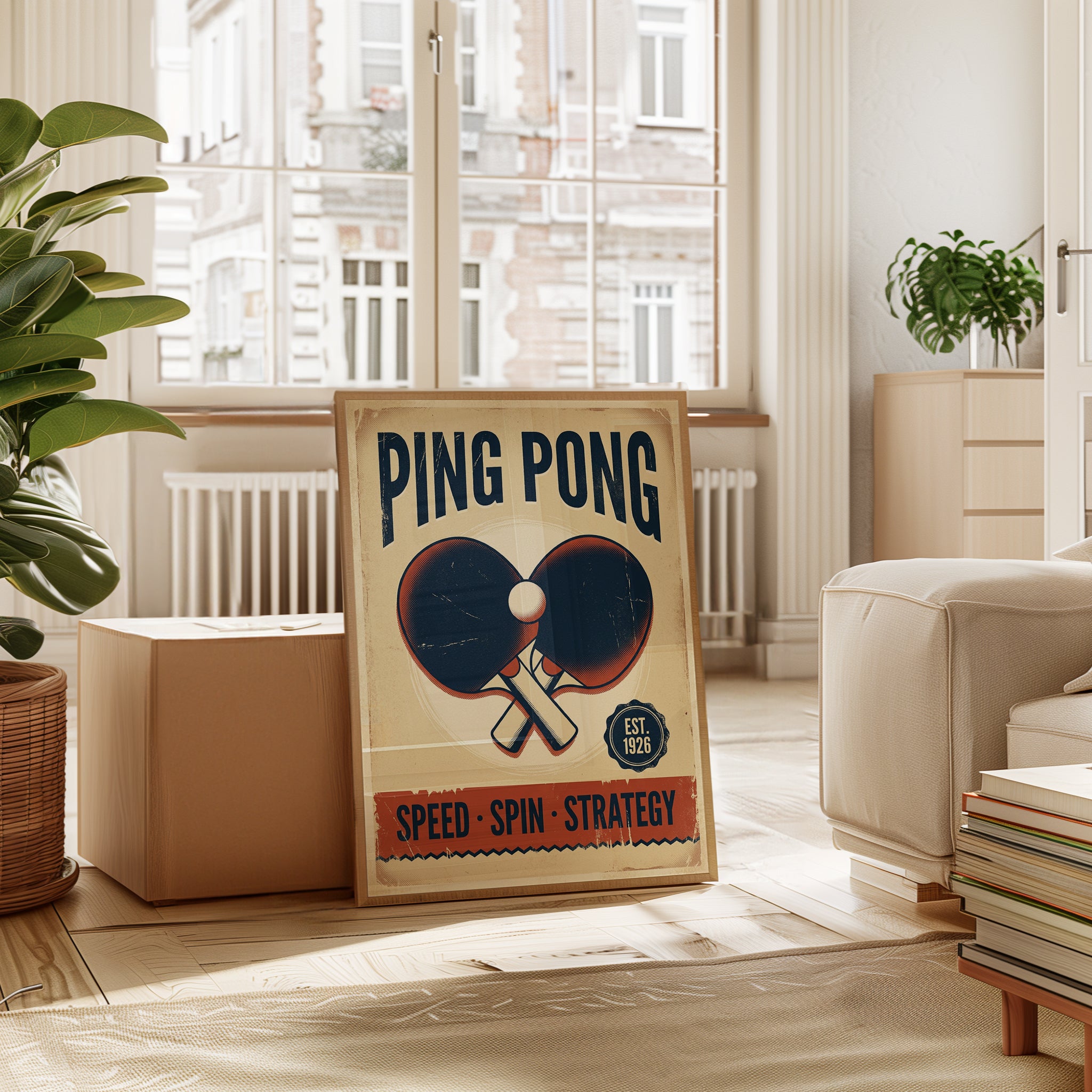 Vintage Ping Pong Poster: Retro Table Tennis Wall Art - interior