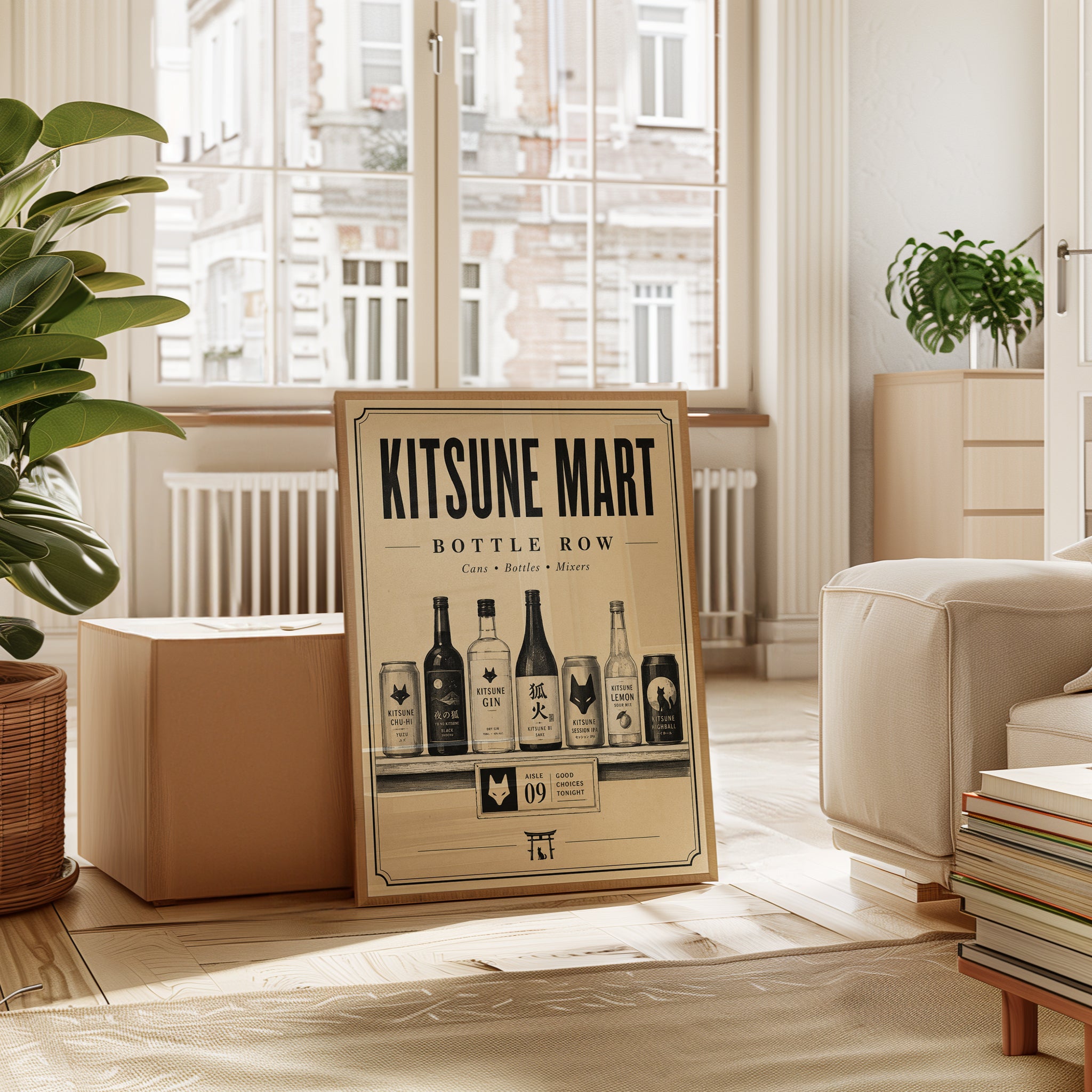 Japanese Bottle Shop Print - interior