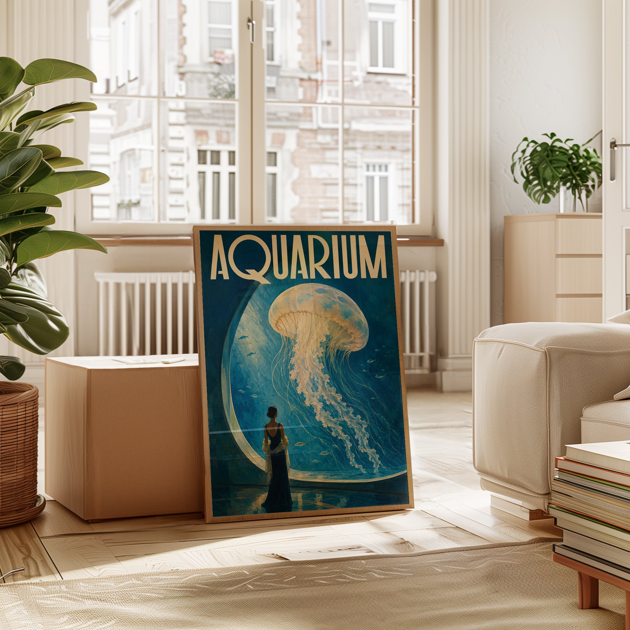 Vintage Aquarium Poster – Jellyfish Print - interior