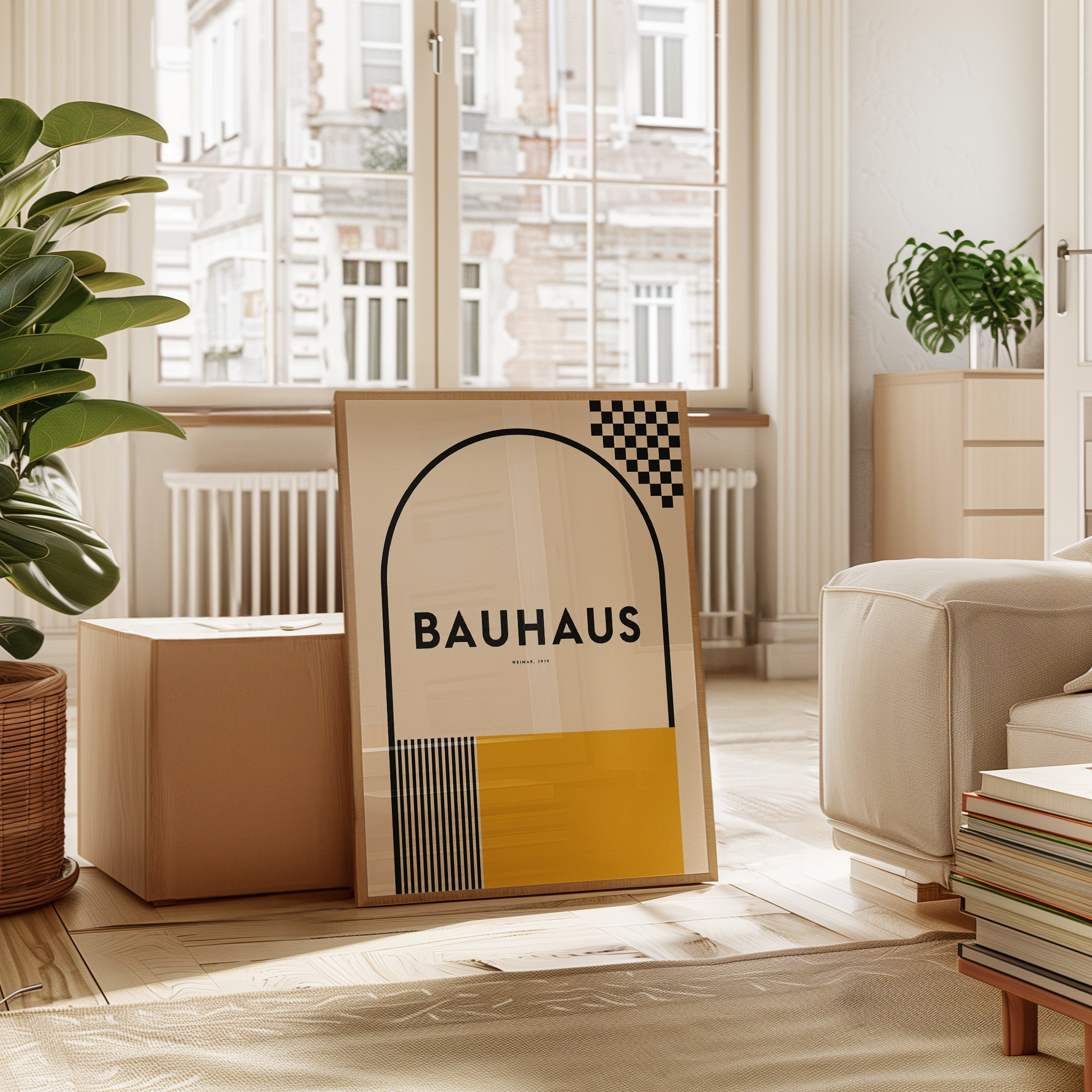 Bauhaus Art Print: Modernist Geometric Decor (Living Room or Office) - interior