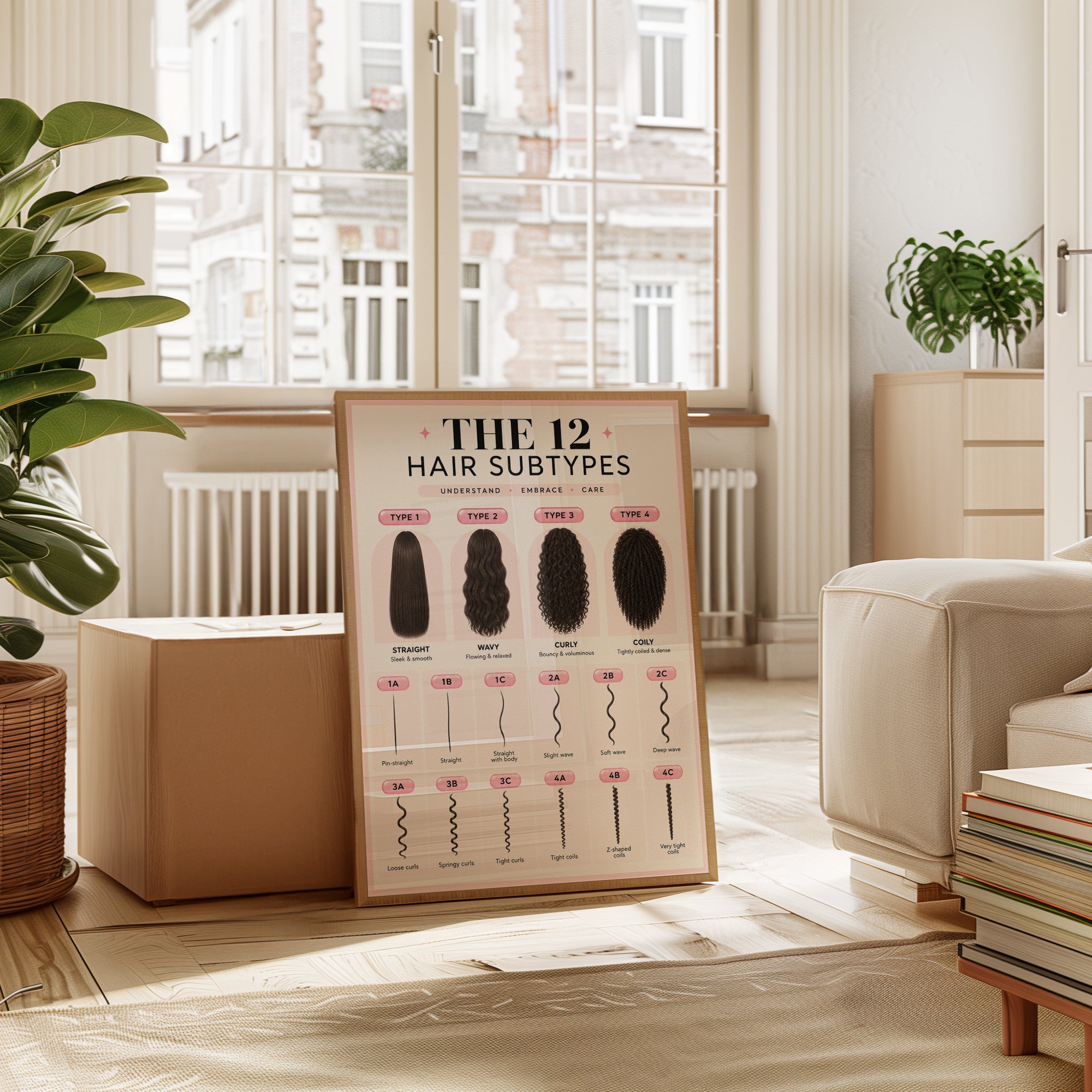 Hair Subtypes Chart Art Print: Educational Beauty Reference - interior
