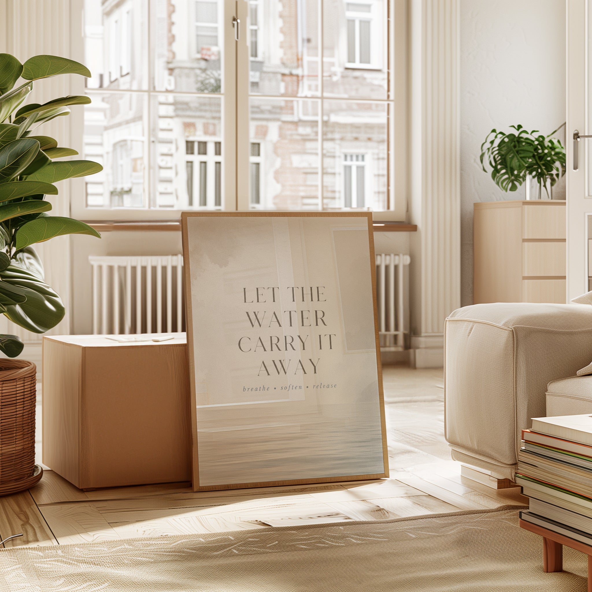 Let The Water Carry It Away Print: Minimalist Coastal Typography - interior