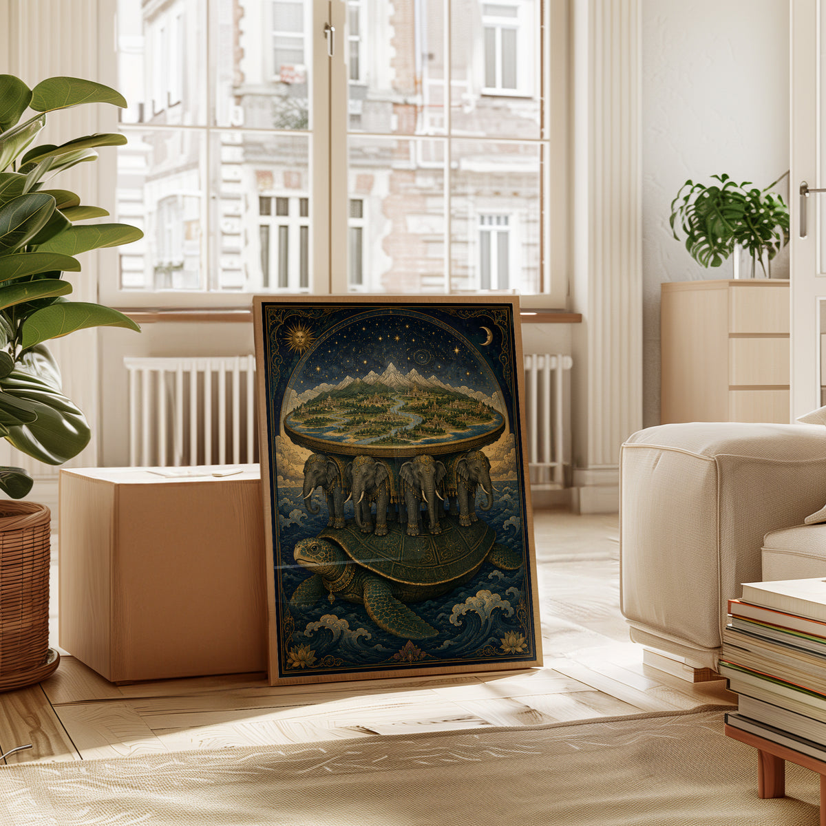 World Turtle Mythology Print: Flat Earth Design - interior