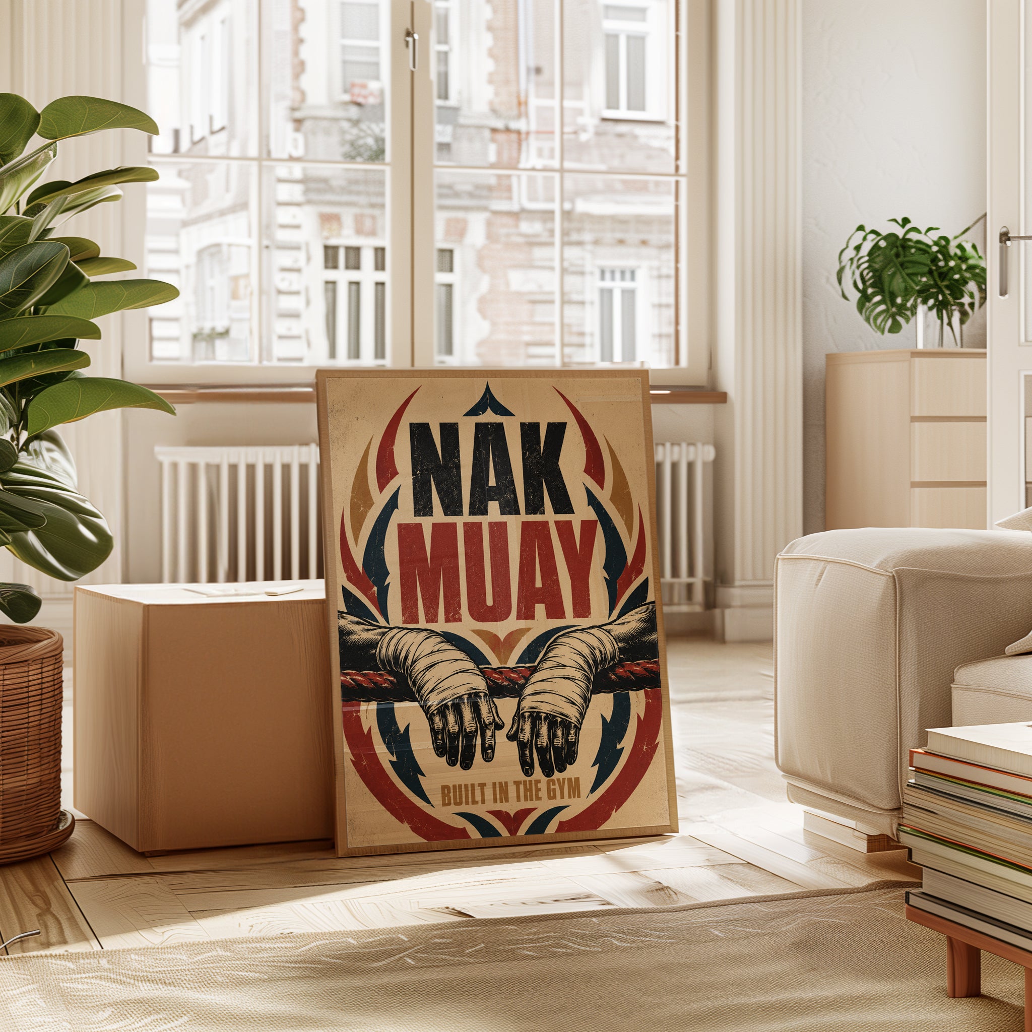 Muay Thai Boxing Poster: Vintage Propaganda Style Art Print - interior