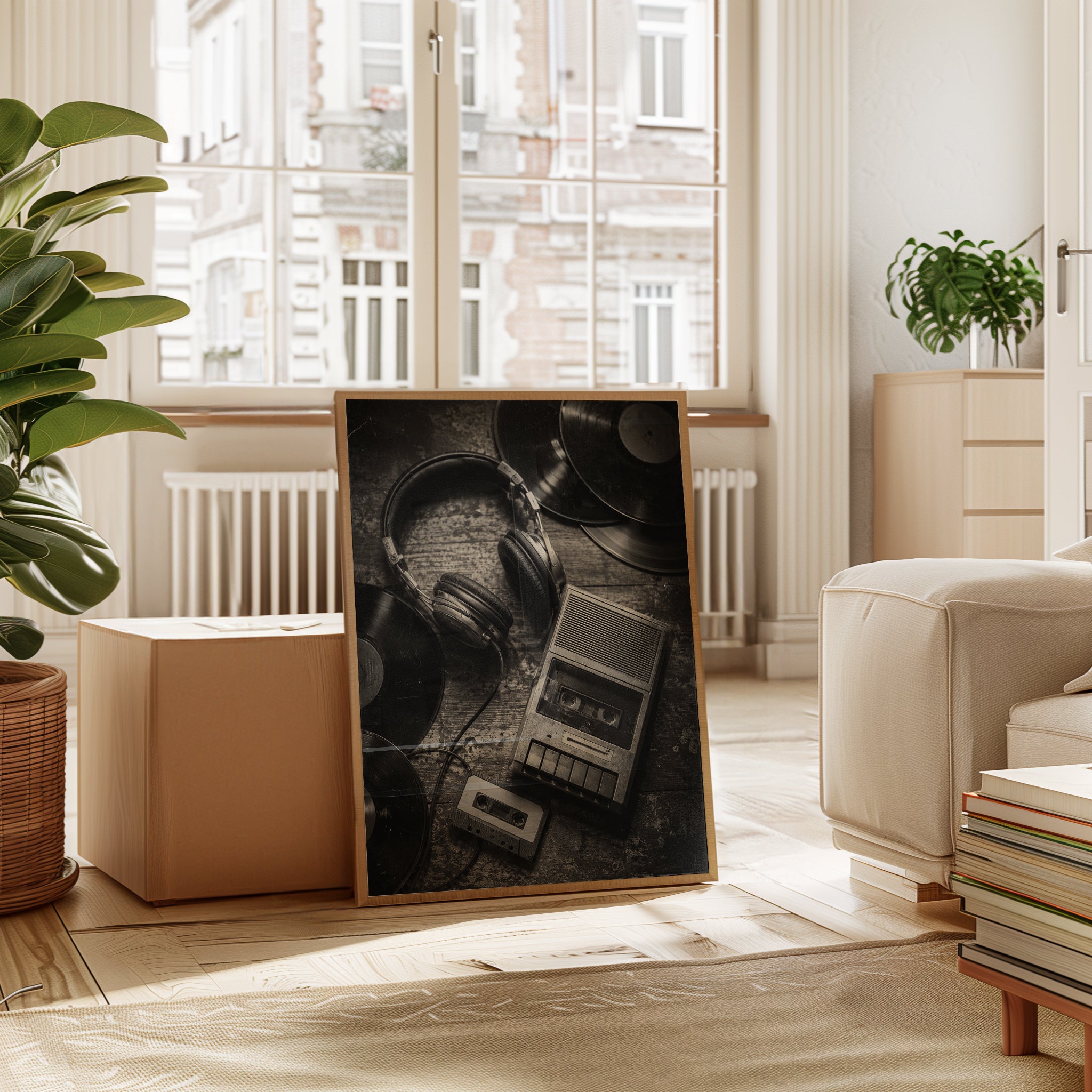 Vintage Audio Equipment Print — Retro Cassette & Vinyl Photography - interior