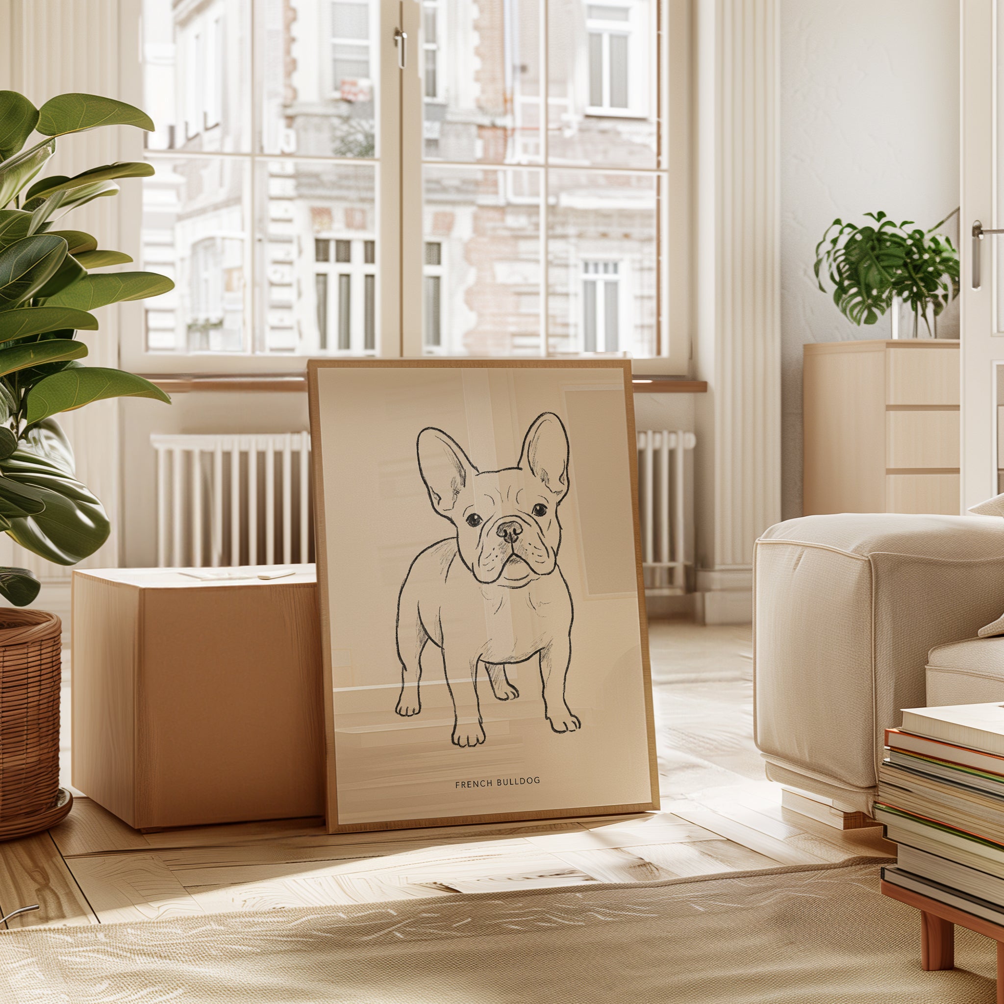 French Bulldog Minimalist Line Art Print — Hand-Drawn Sketch - interior