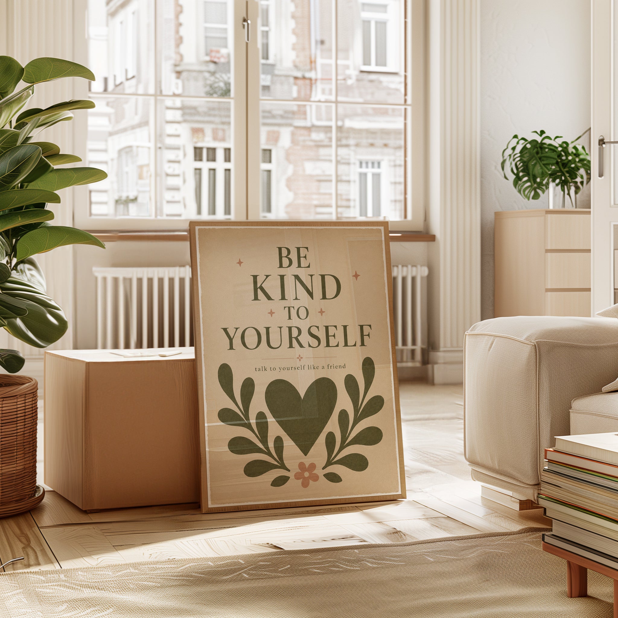 Be Kind to Yourself Print – Self Care Wall Art - interior