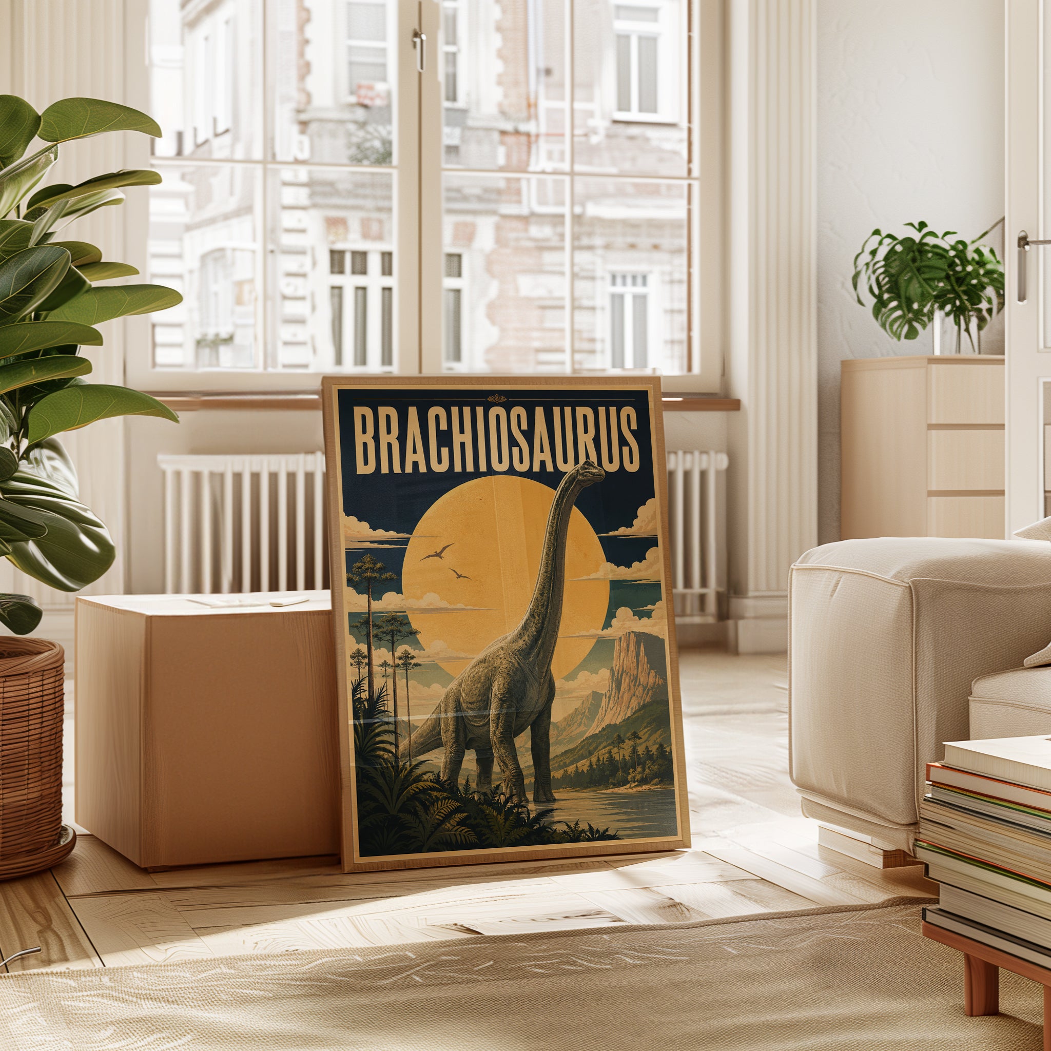 Dinosaur Wall Art: Brachiosaurus Retro Poster - interior