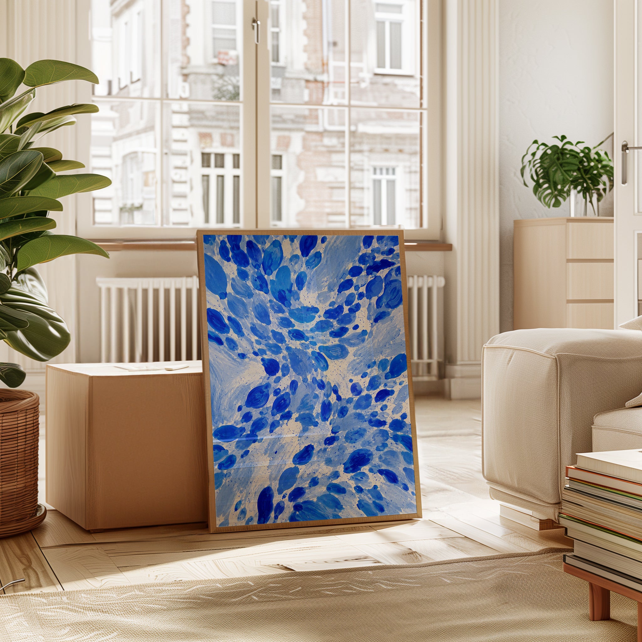 Blue Abstract Wall Art – Fluid Art Print - interior