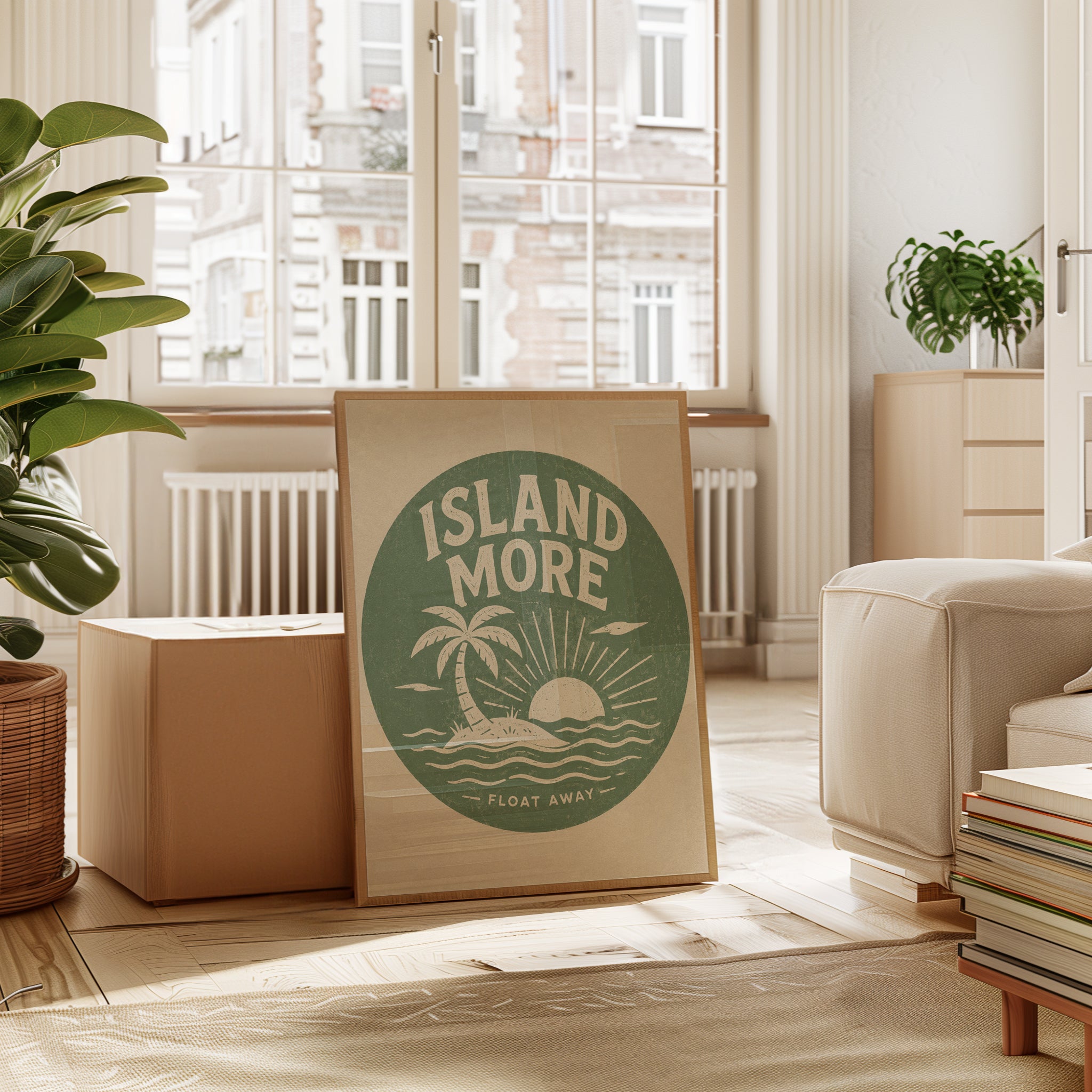 Island Sunset Print: Vintage Coastal Wall Art - interior